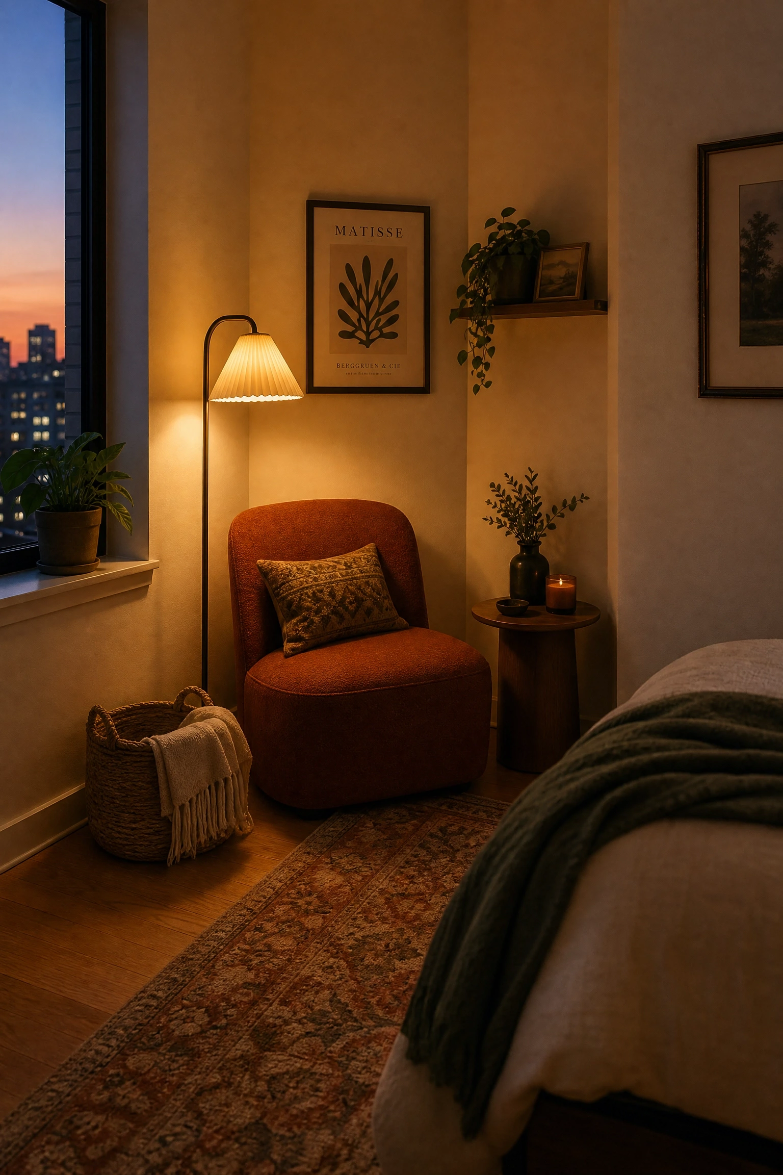 build a reading nook into a dead corner in a bedroom
