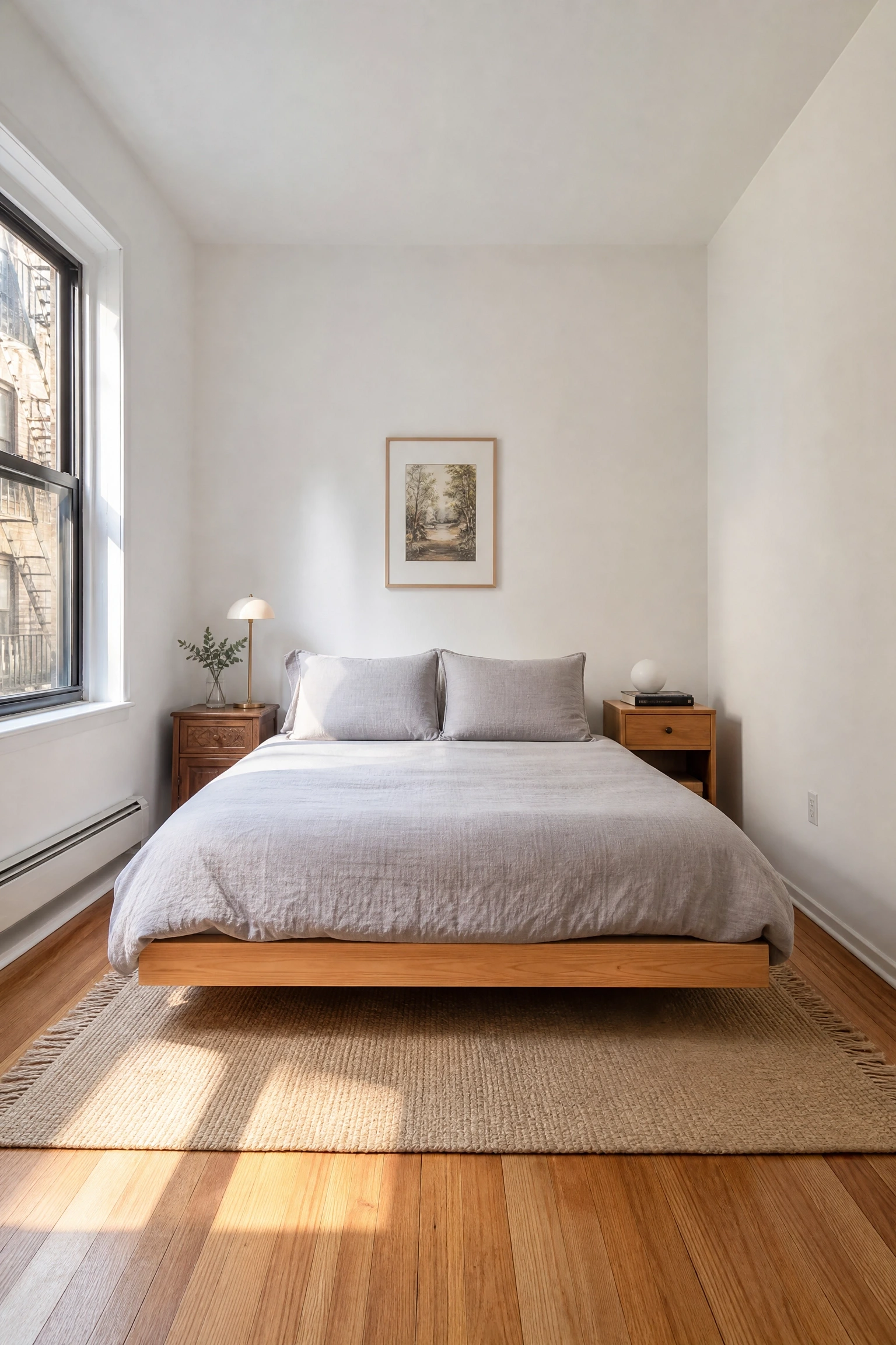 float the bed away from the wall in a bedroom