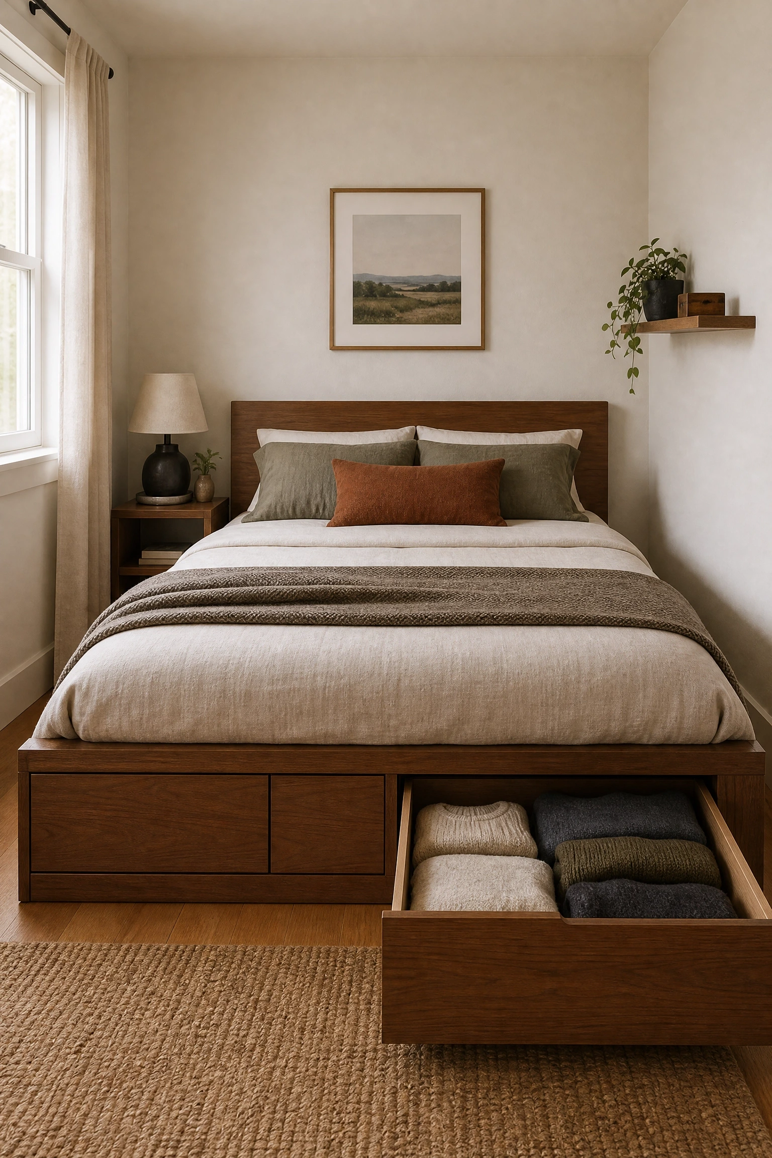 try a loft or platform storage bed in a bedroom