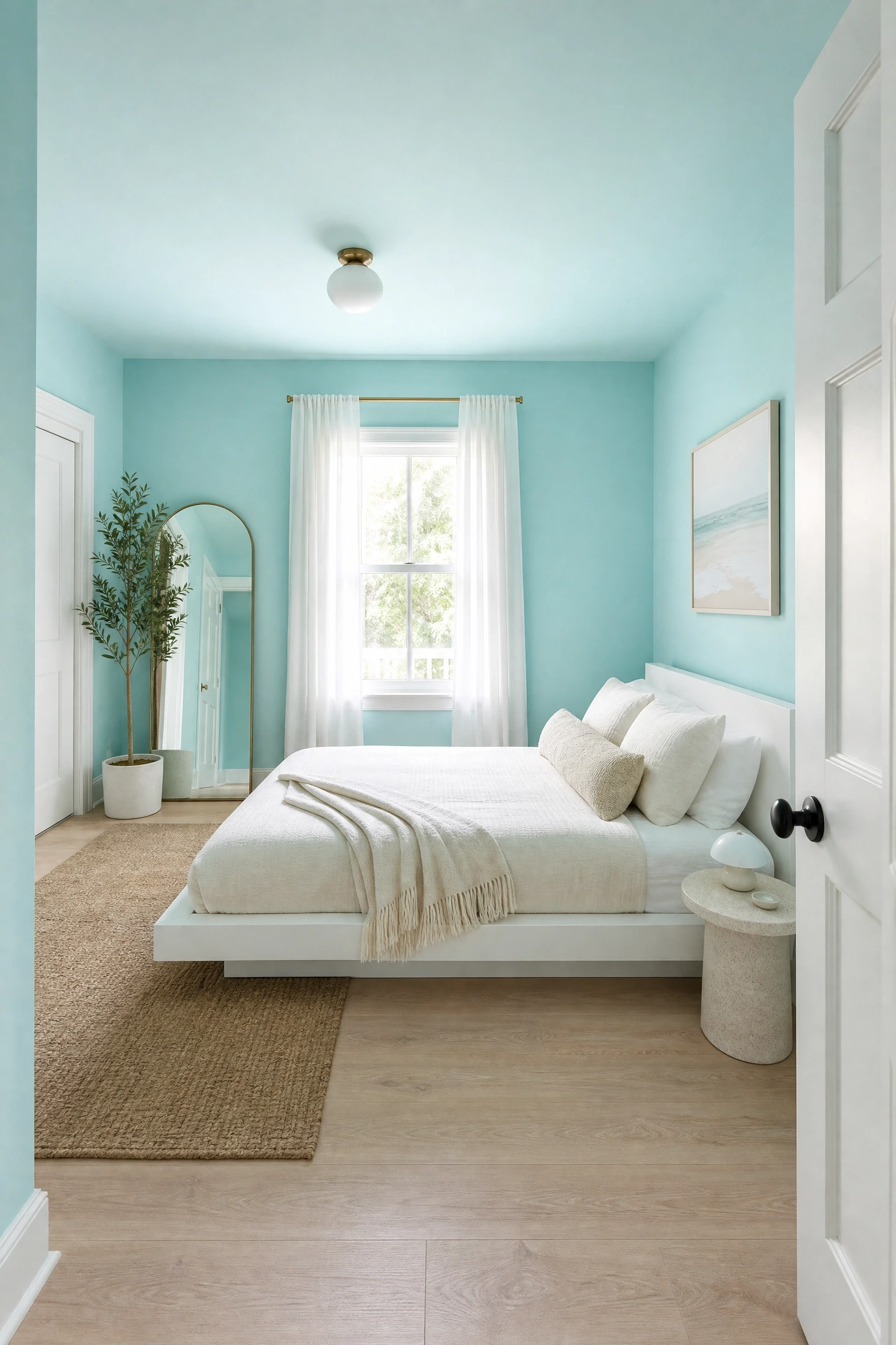 aqua in a small bedroom without making it feel smaller