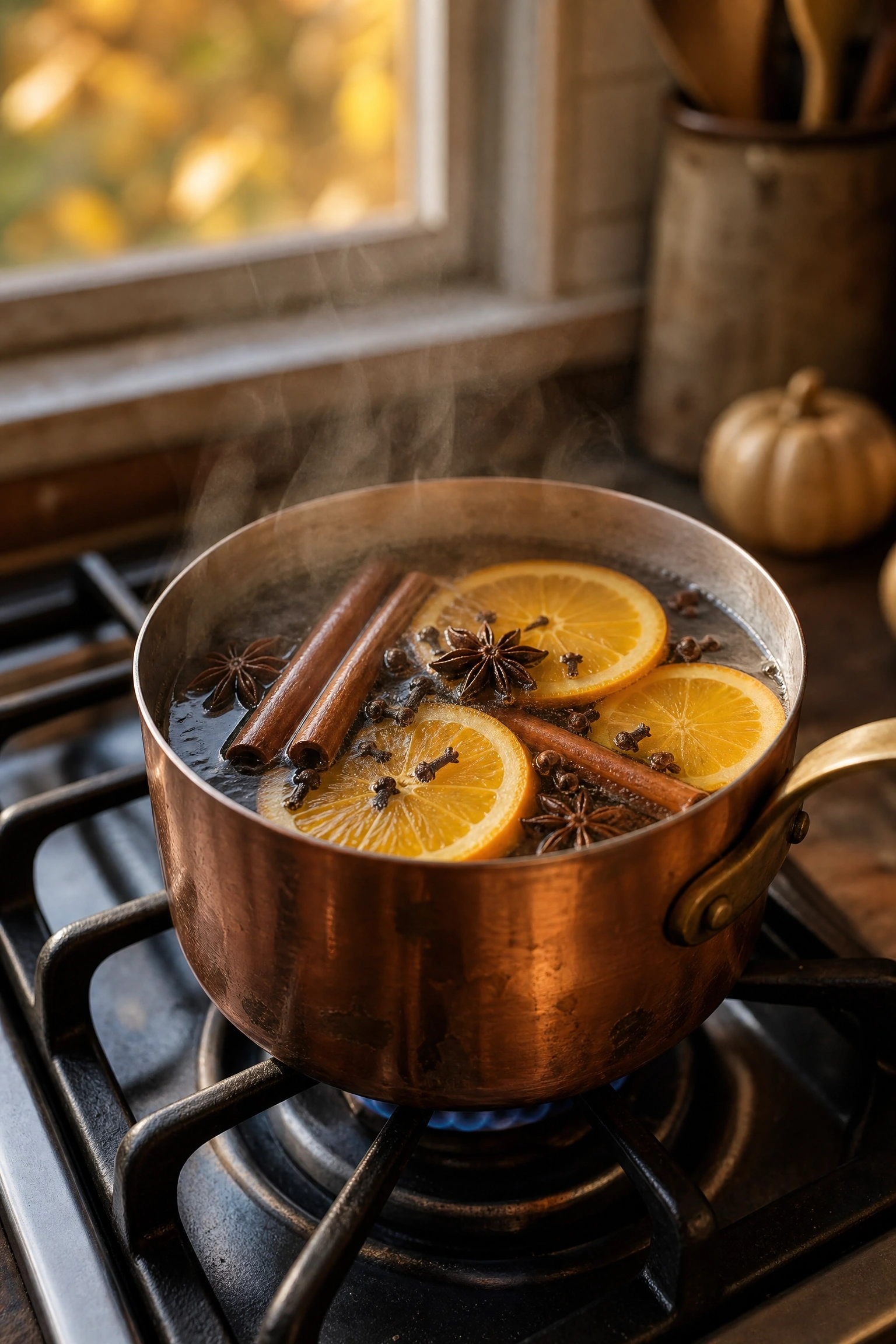 layer a simmer pot or seasonal scent to complete the room in a living room