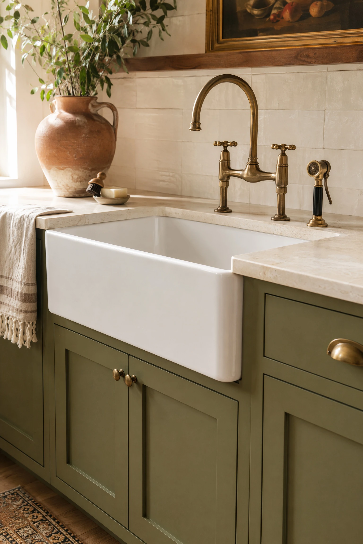 choose a farmhouse sink to complement the colour in a kitchen
