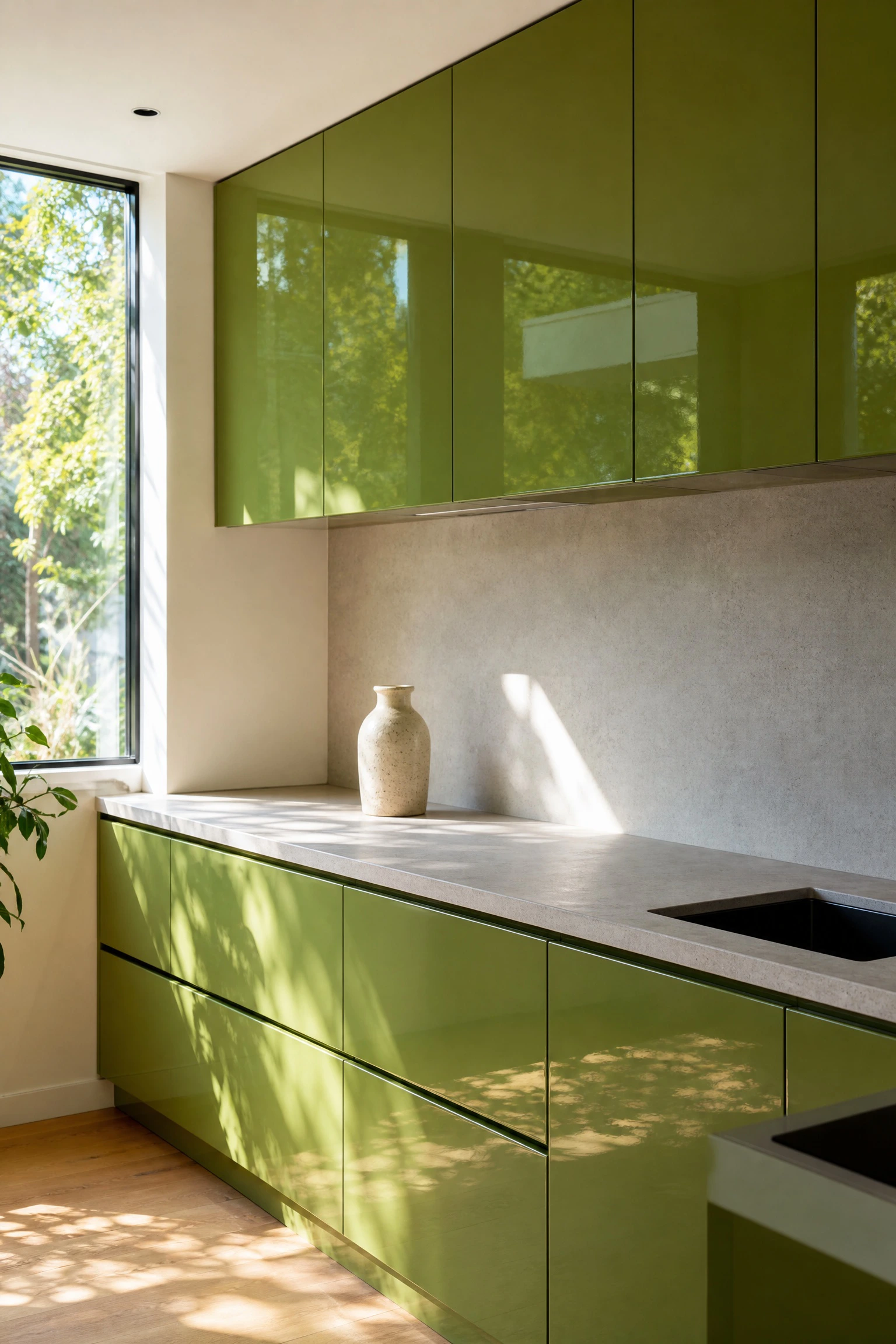 go glossy for a more dramatic effect in a kitchen