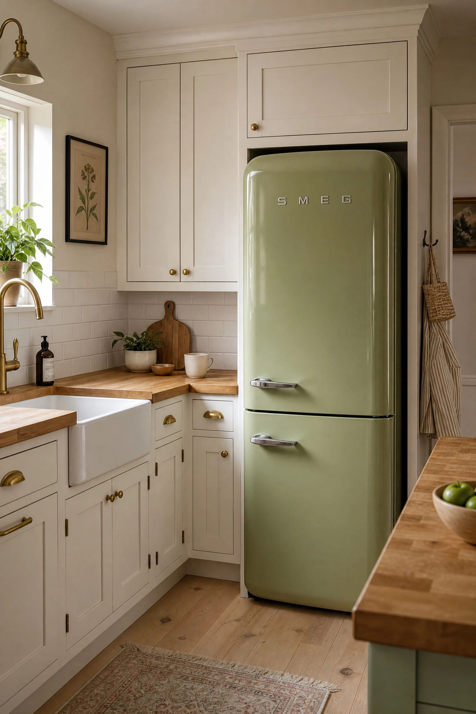 try a retro-inspired avocado green fridge in a kitchen