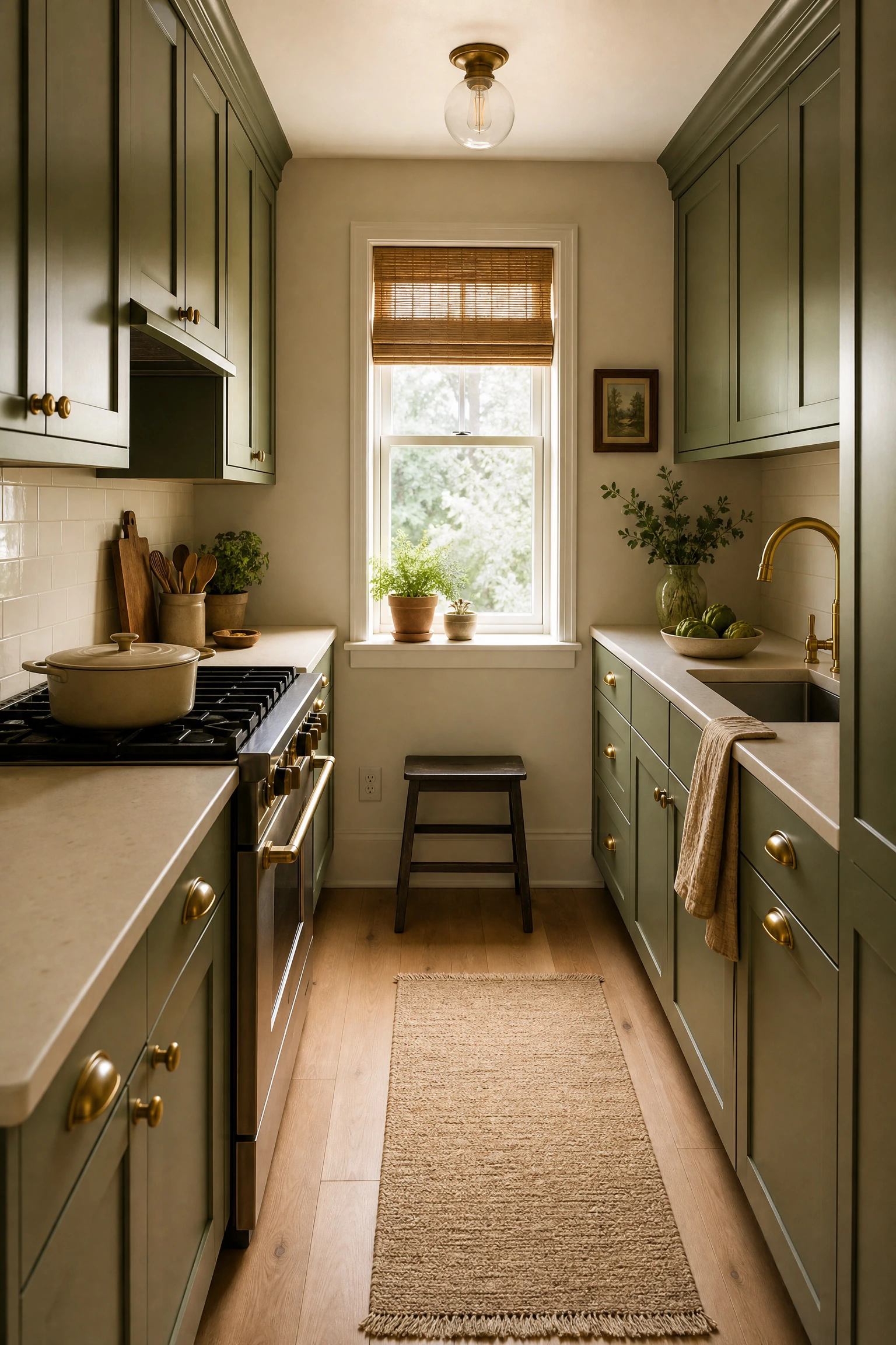 use avocado green in a small kitchen to create character