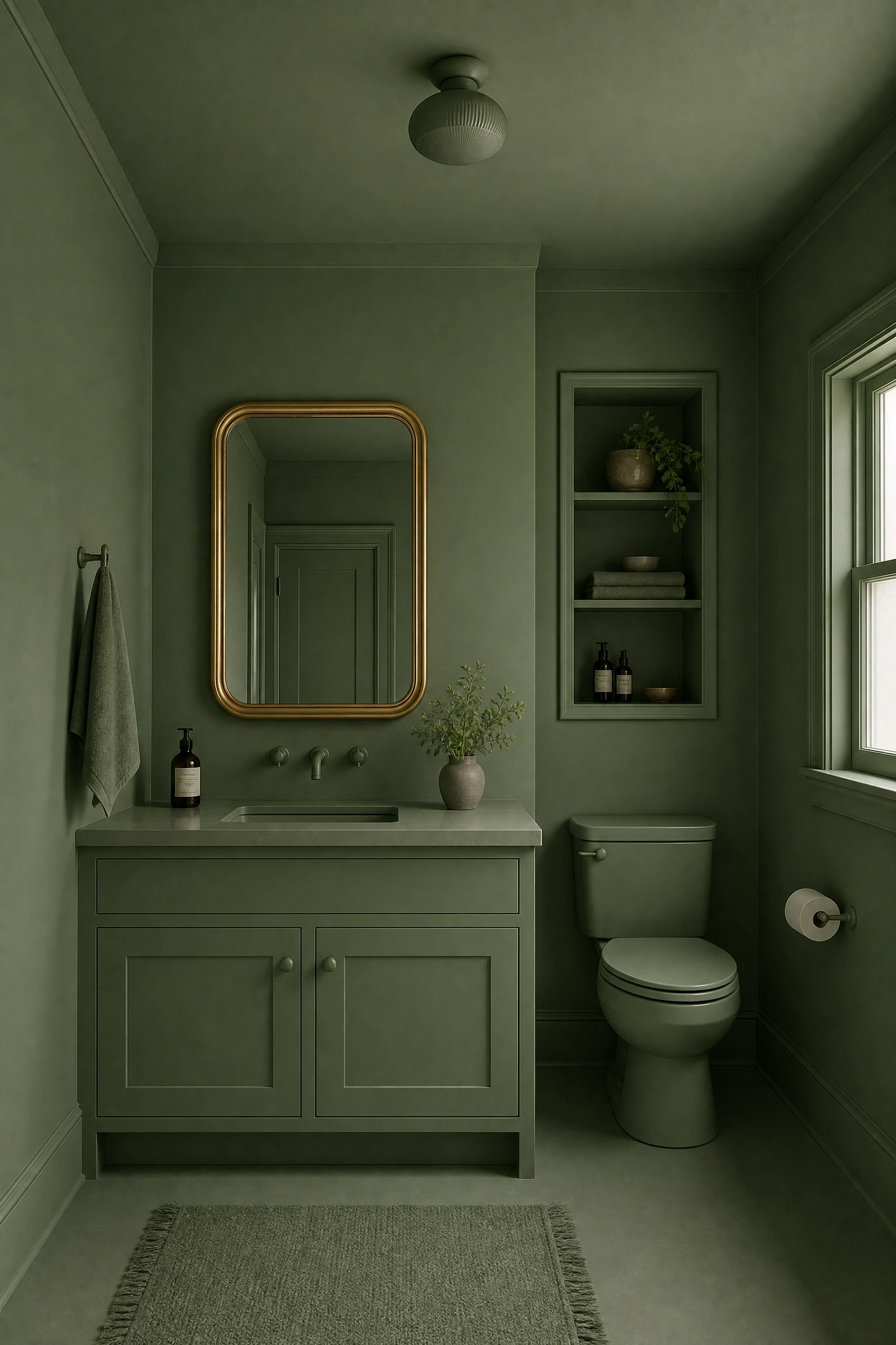 the monochrome green bathroom for confident homeowners