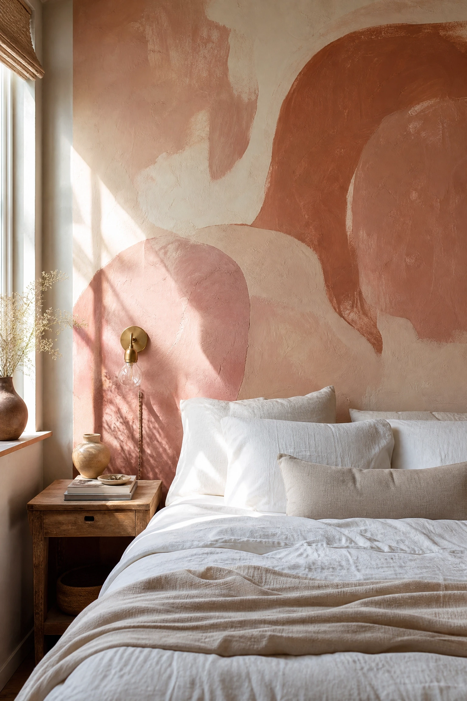hand-painted wall mural in a bedroom