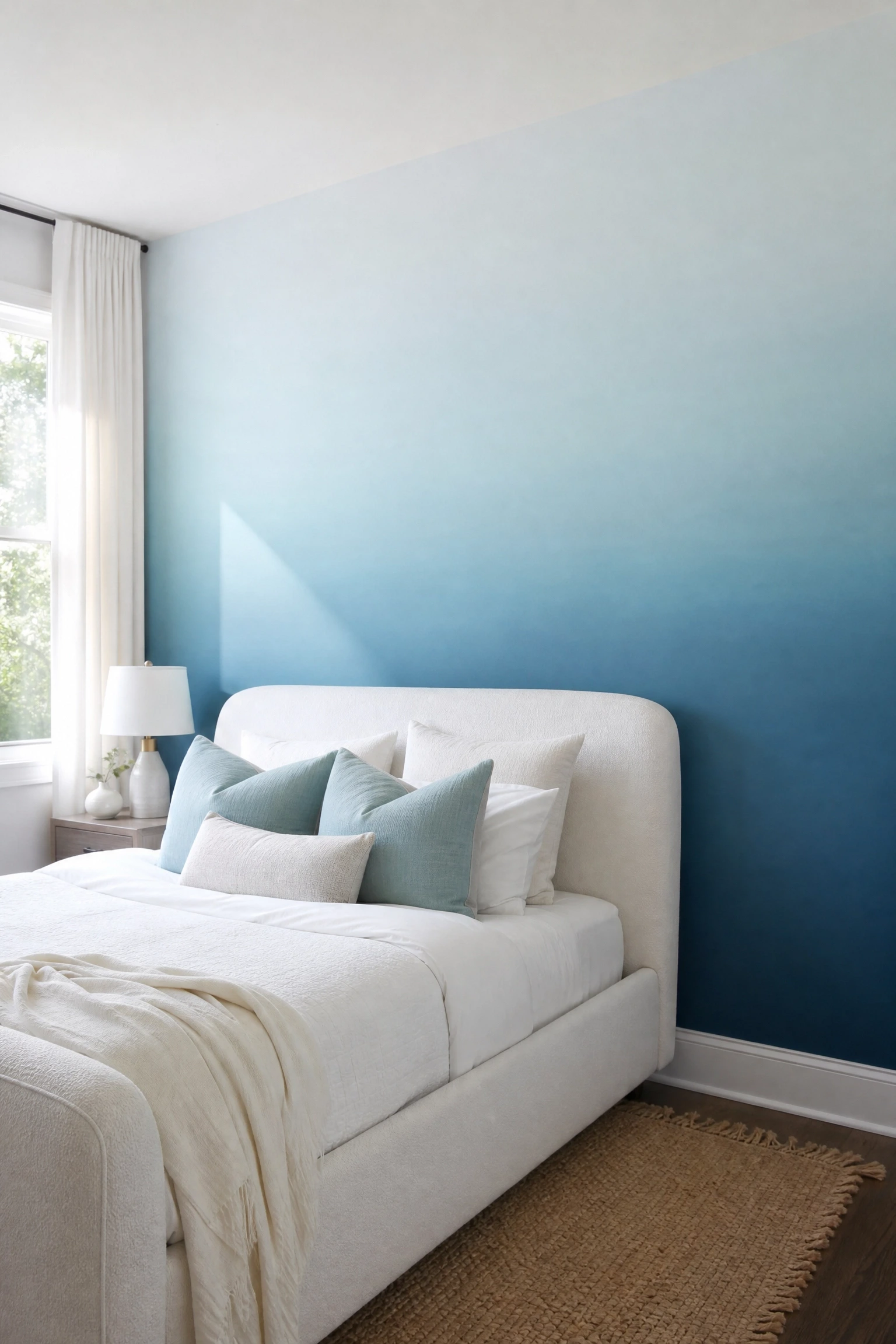 ombre or gradient wall in a bedroom