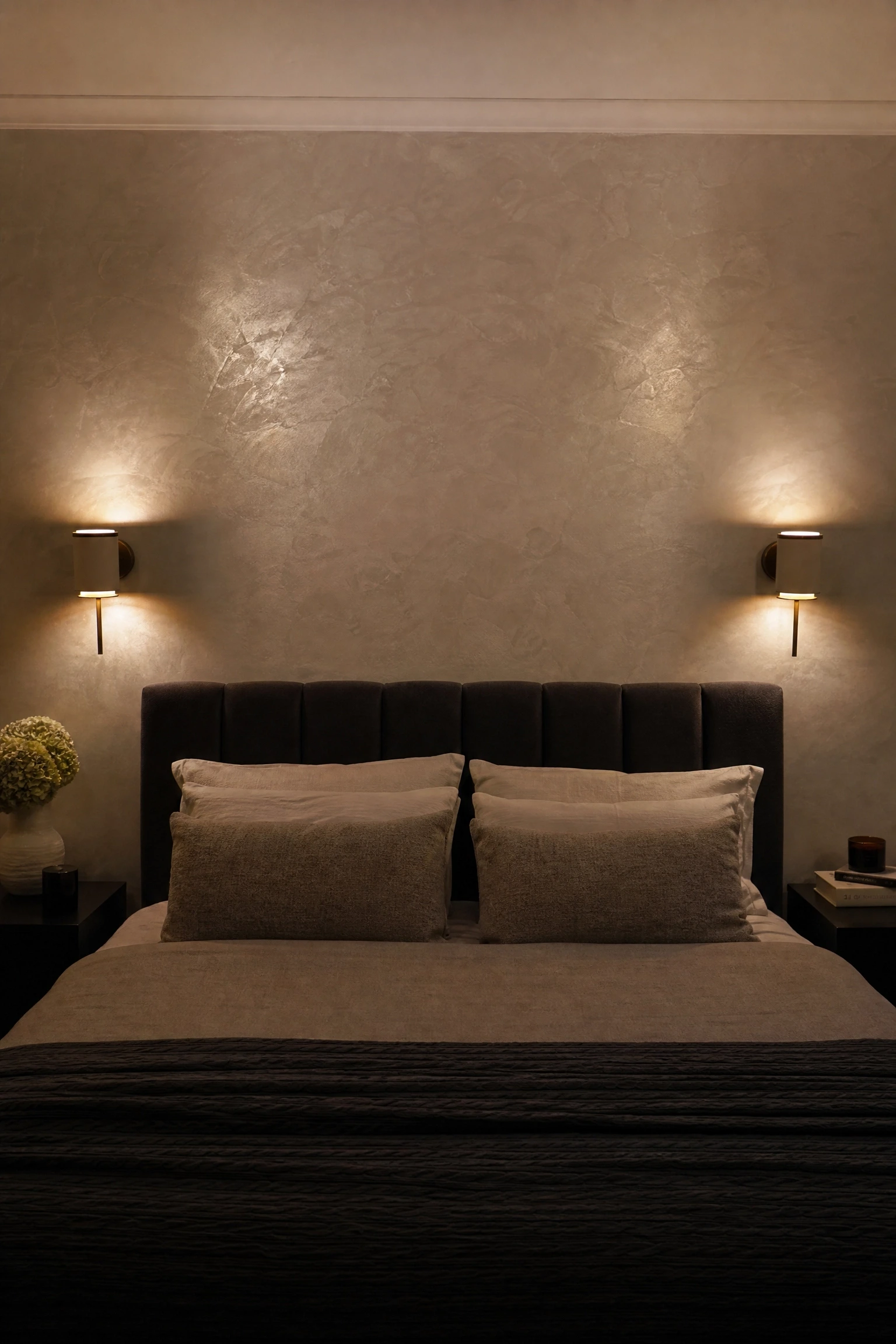 venetian plaster in a bedroom