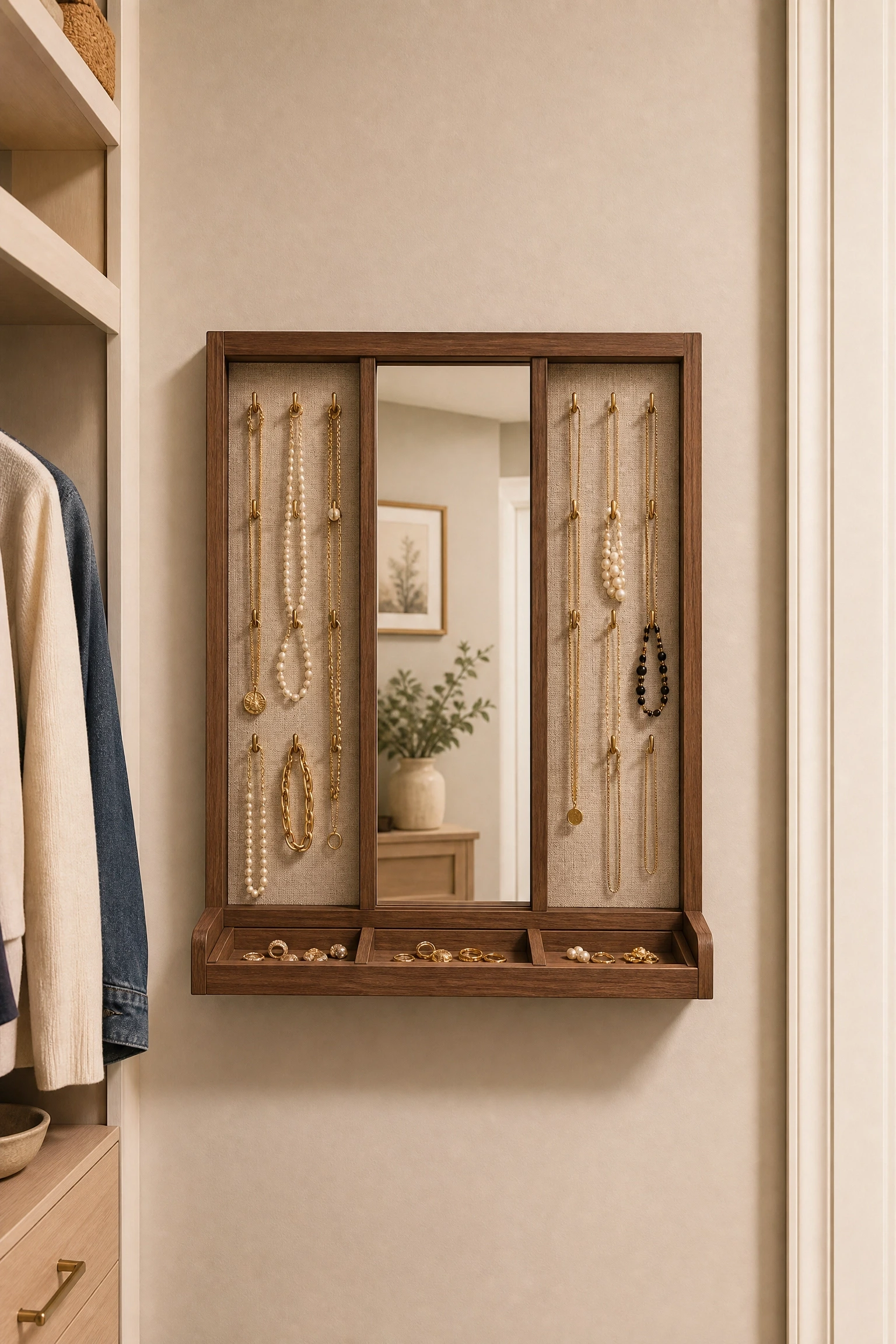 jewelry gets lost or tangled: bring it into the closet in a bedroom
