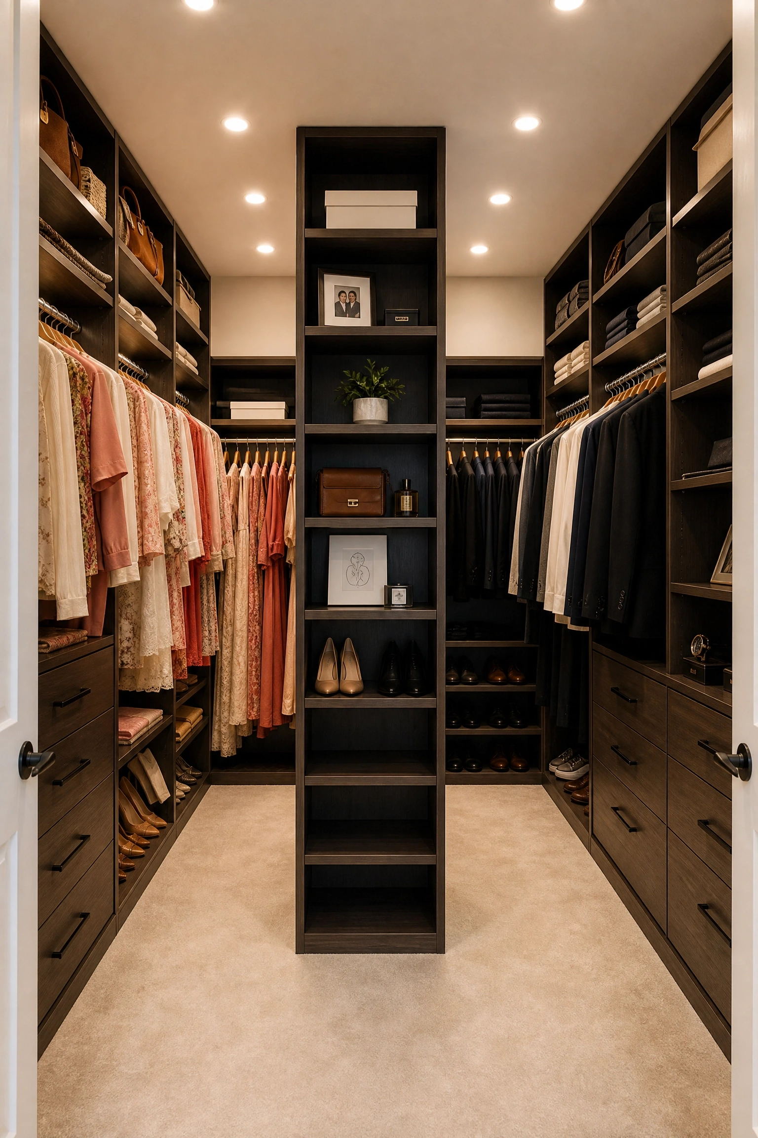 the closet is shared and always a battle: divide the space clearly in a bedroom