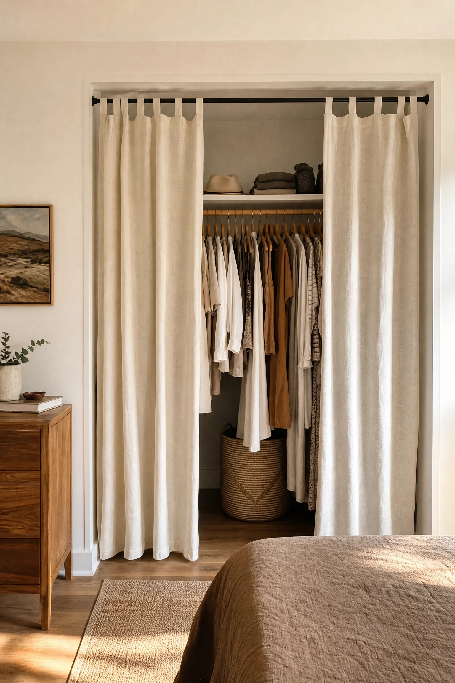 a closet that does not announce itself in a bedroom