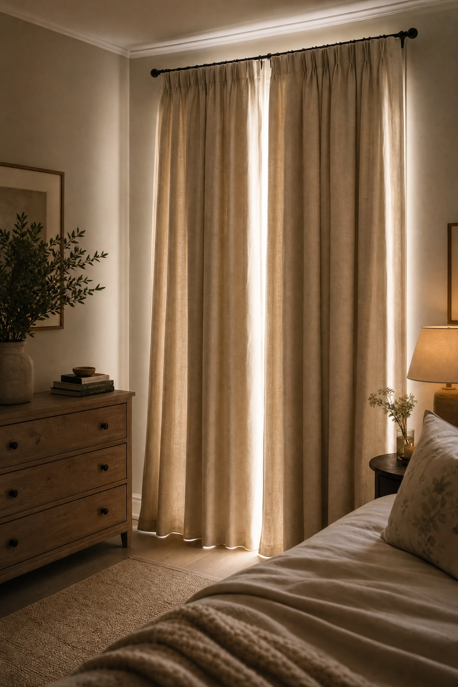 blackout curtains that do not look like blackout curtains in a bedroom