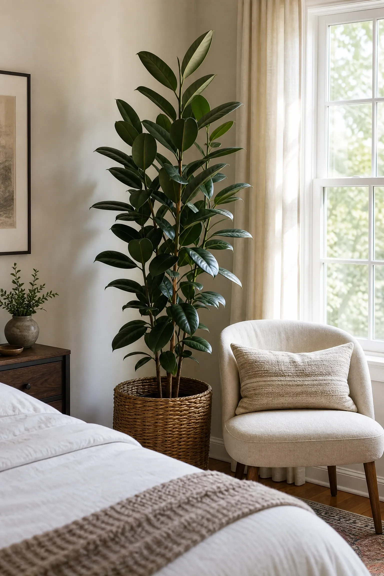greenery that does not feel like an afterthought in a bedroom