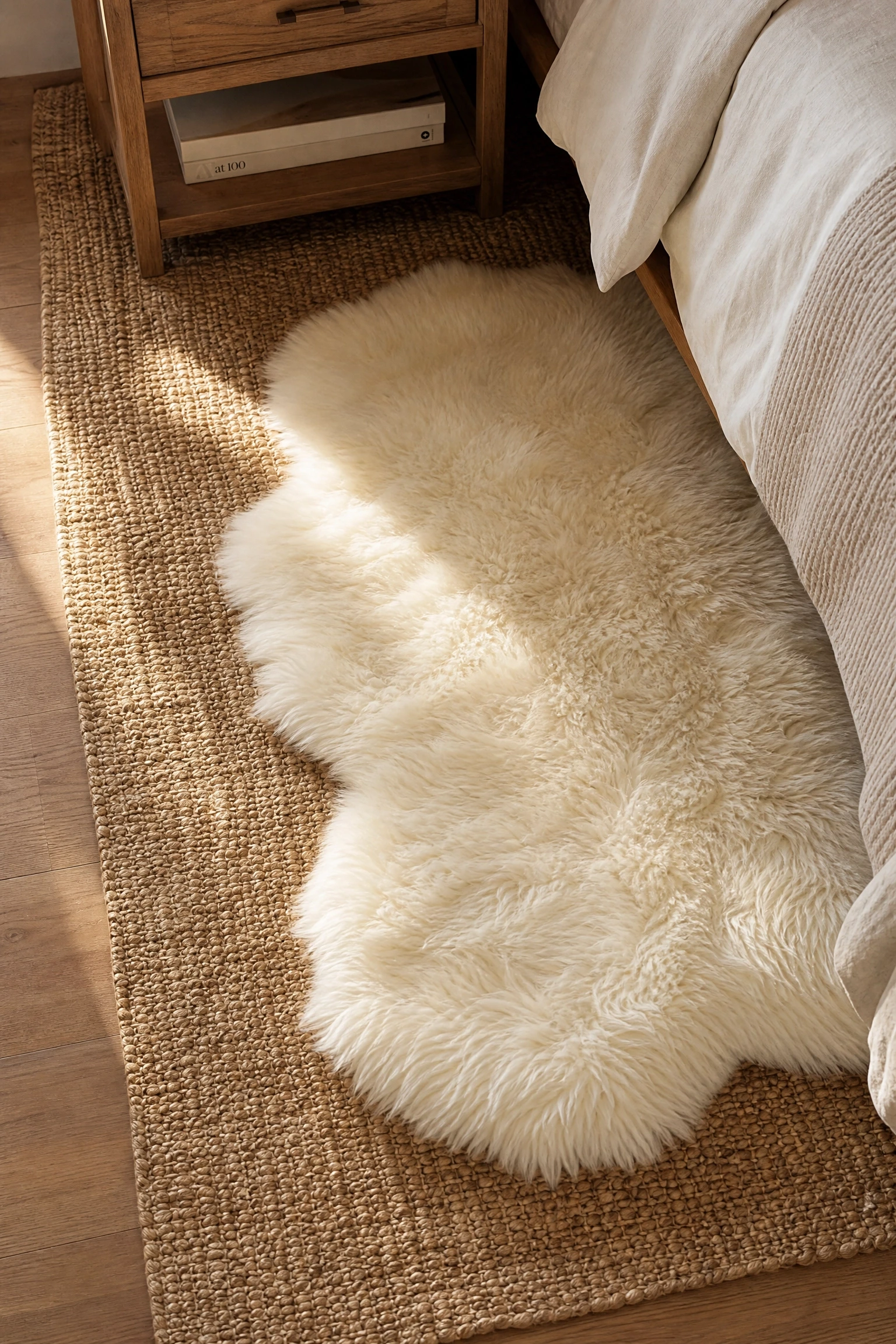 layering two rugs instead of one in a bedroom