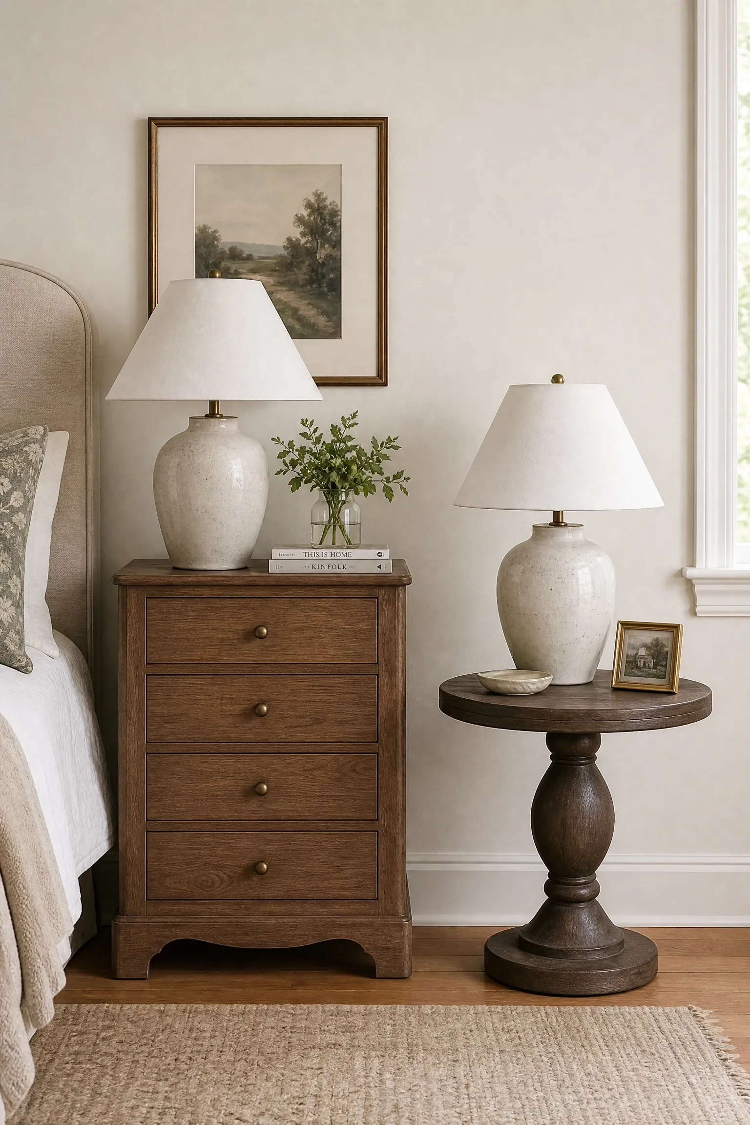 nightstands that do not have to match in a bedroom