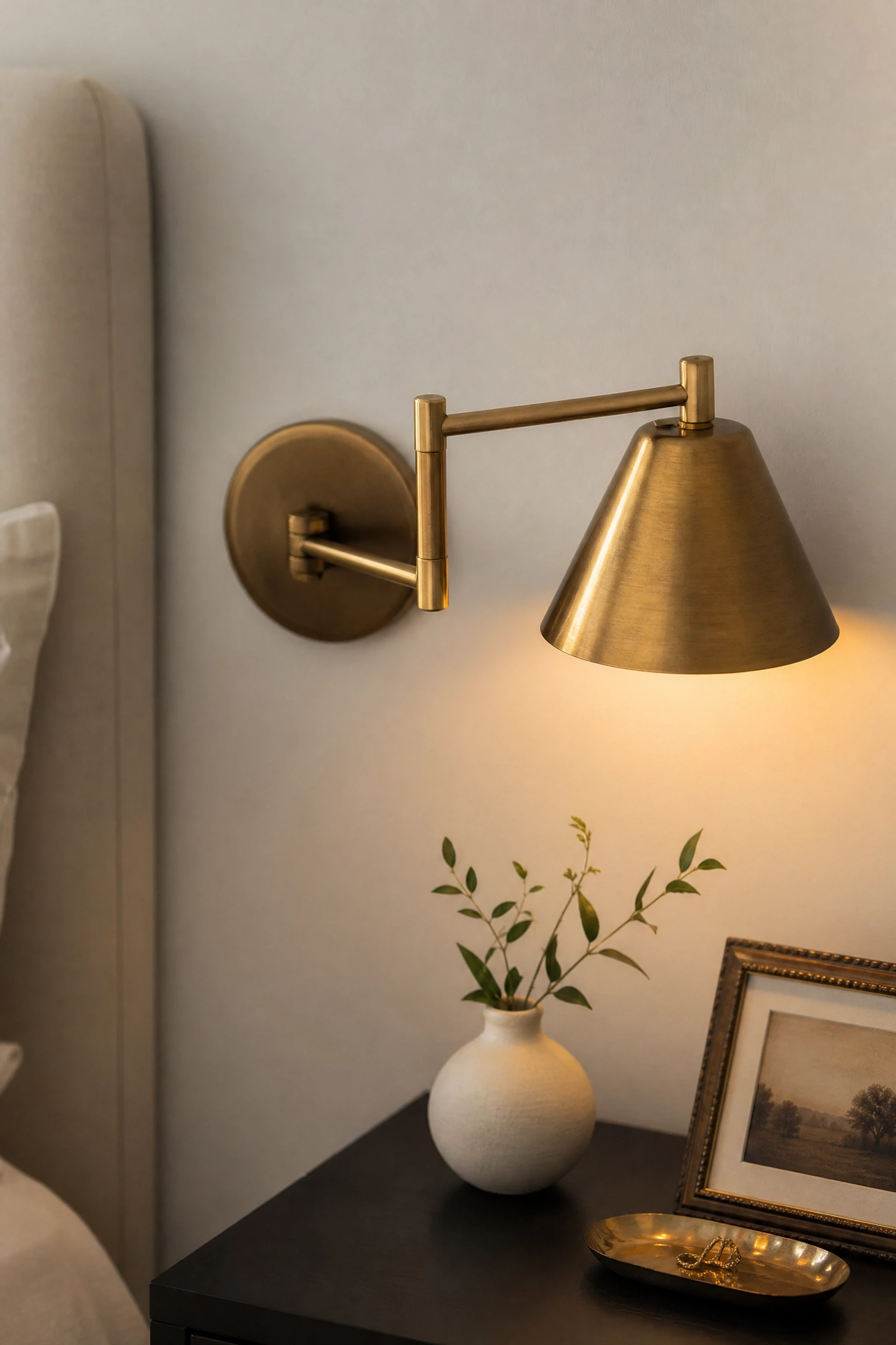 wall sconces to free up the nightstand in a bedroom