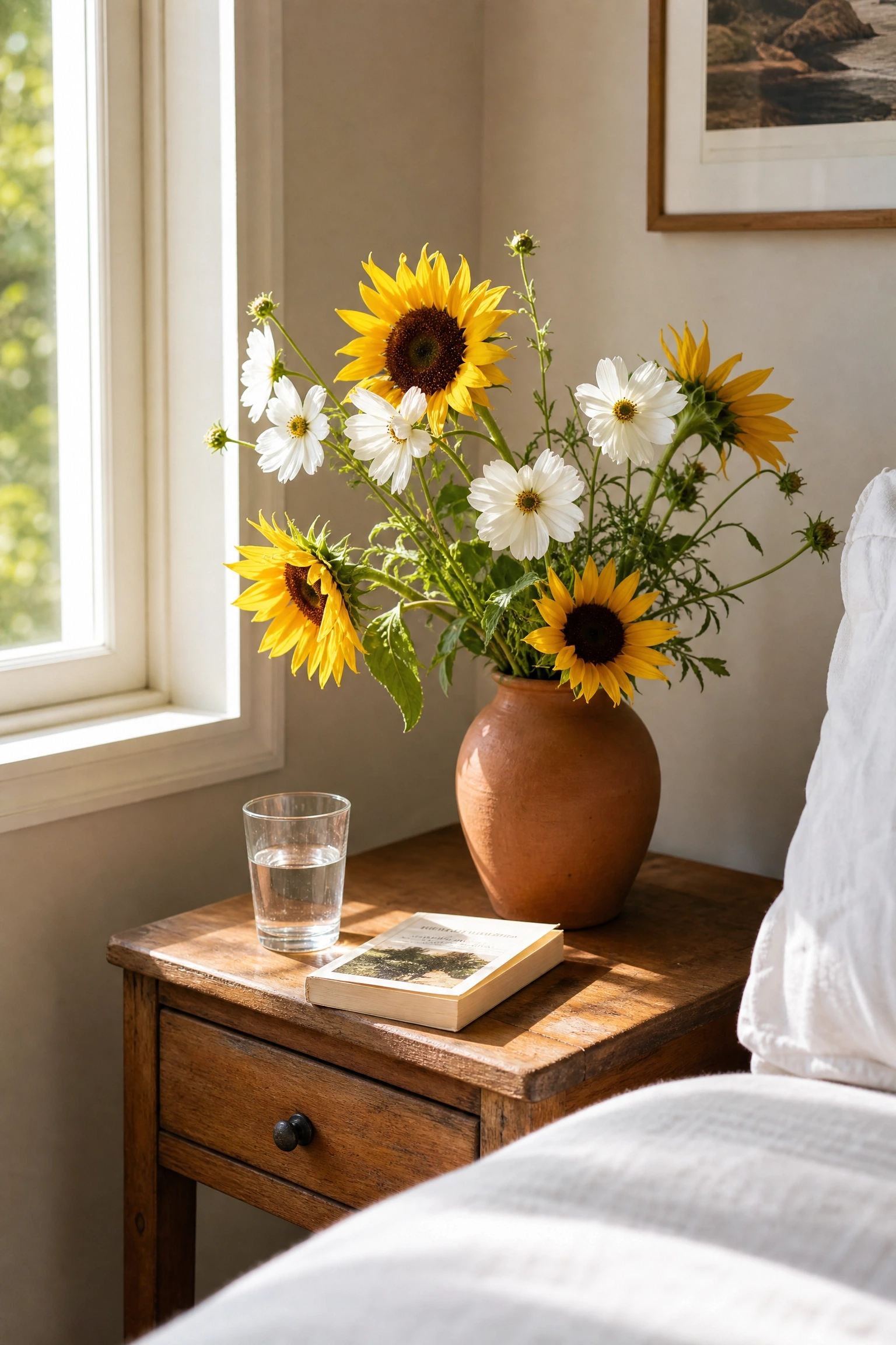 bring in fresh flowers or seasonal stems: feels alive, looks instantly summer in a bedroom