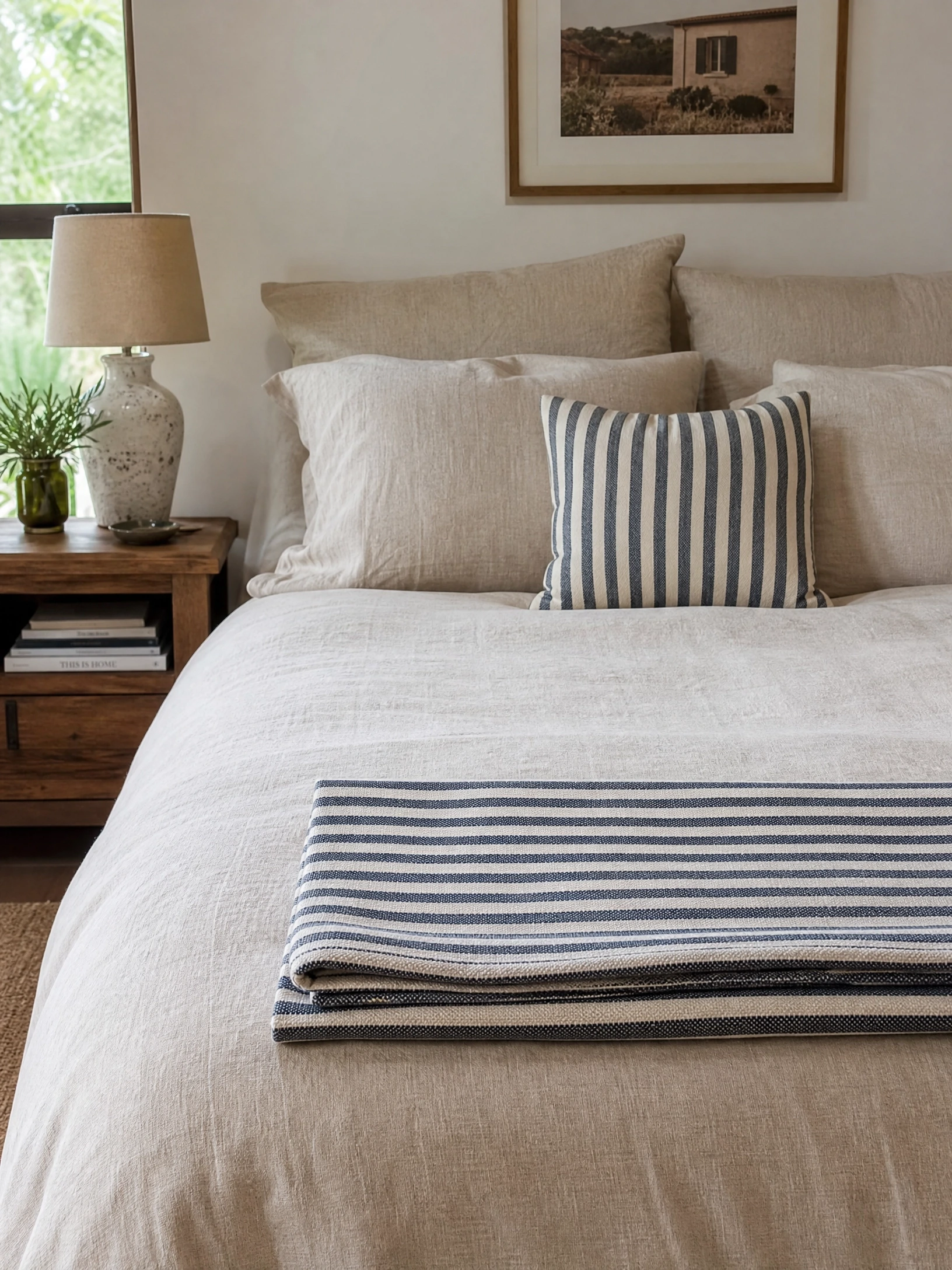 introduce stripes through textiles: feels classic, looks effortlessly summer in a bedroom