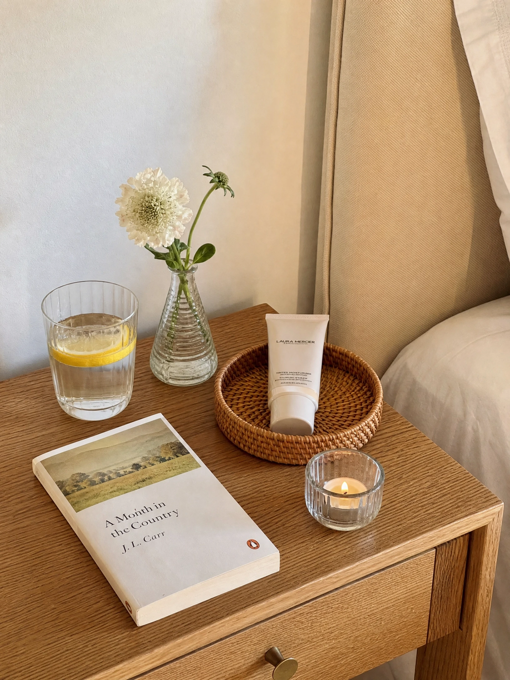 style the bedside table for summer: feels intentional, looks seasonal in a bedroom