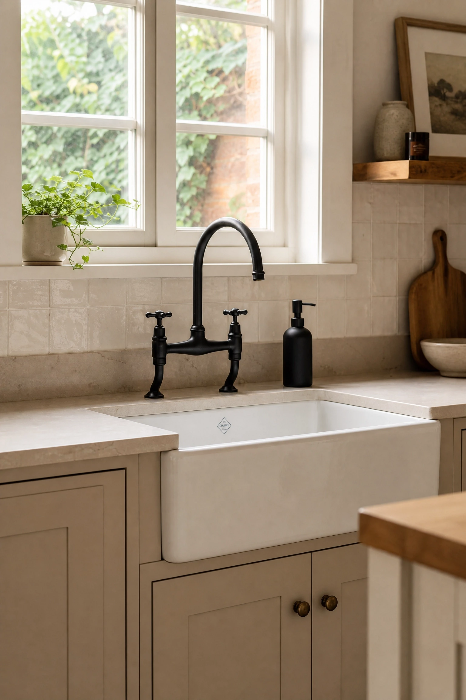 matte black tap and sink fittings in a kitchen