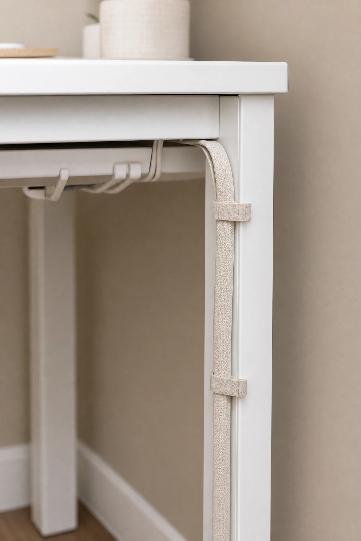 solve the ugly cable problem with beige cable management in a office