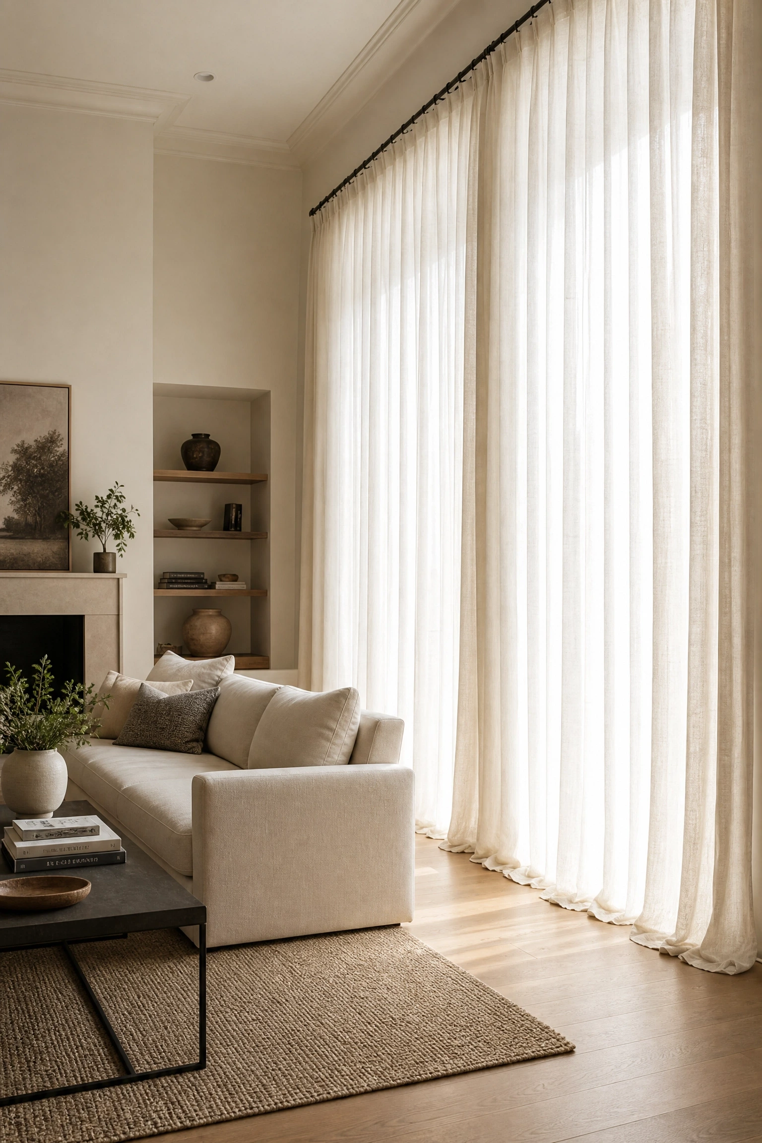 the curtains are wrong and you cannot figure out why: go longer and lighter in a living room