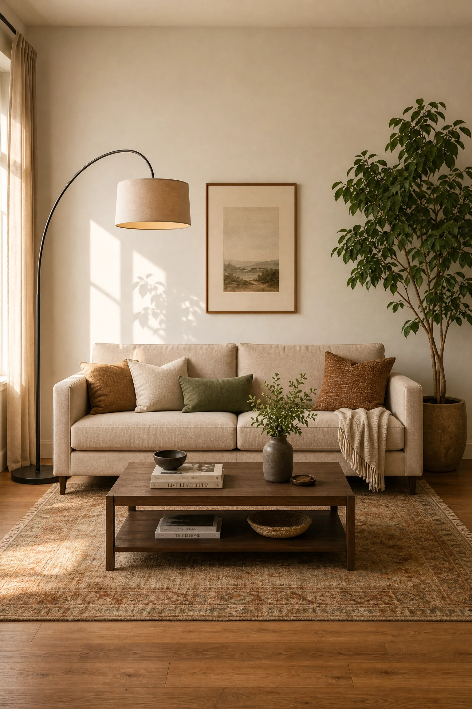 the room feels unbalanced: think about visual weight on both sides in a living room