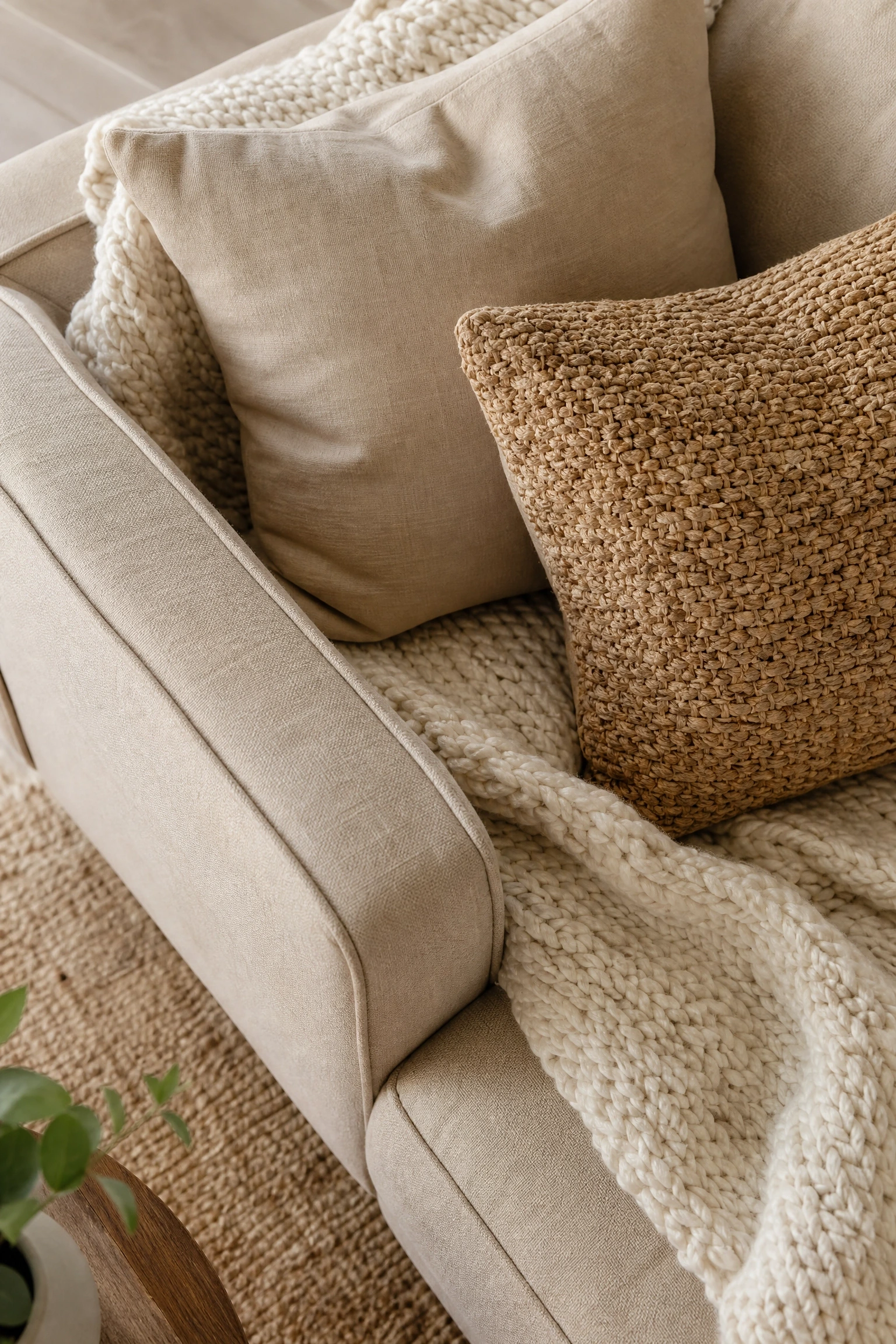 the room looks boring but you do not want bold color: layer texture instead in a living room