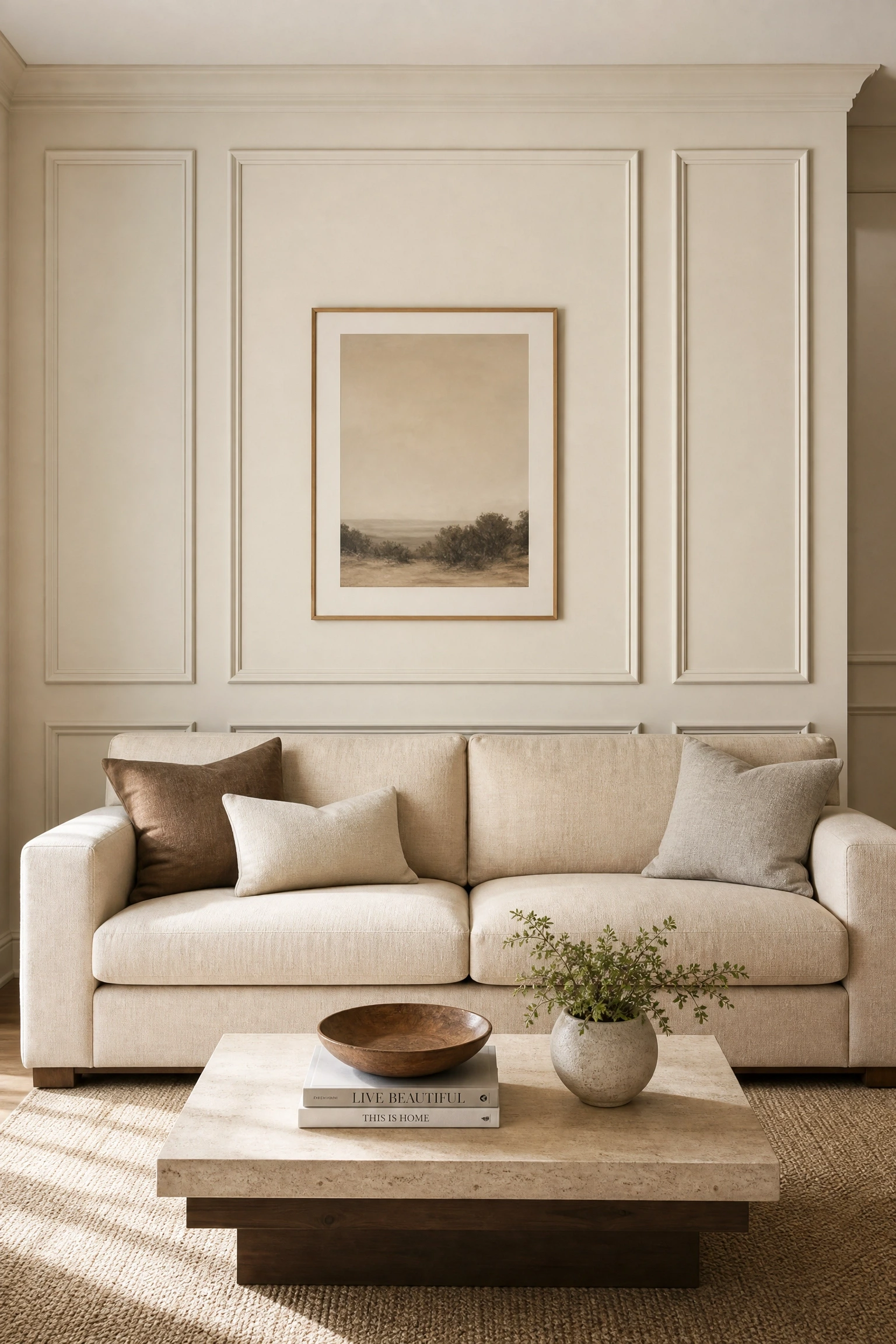 the space feels flat on the walls: add architectural interest with molding or paneling in a living room