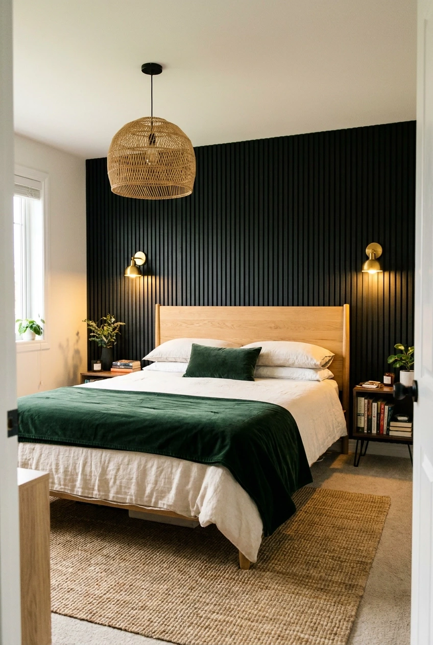 the complete black accent wall bedroom: balancing all four approaches