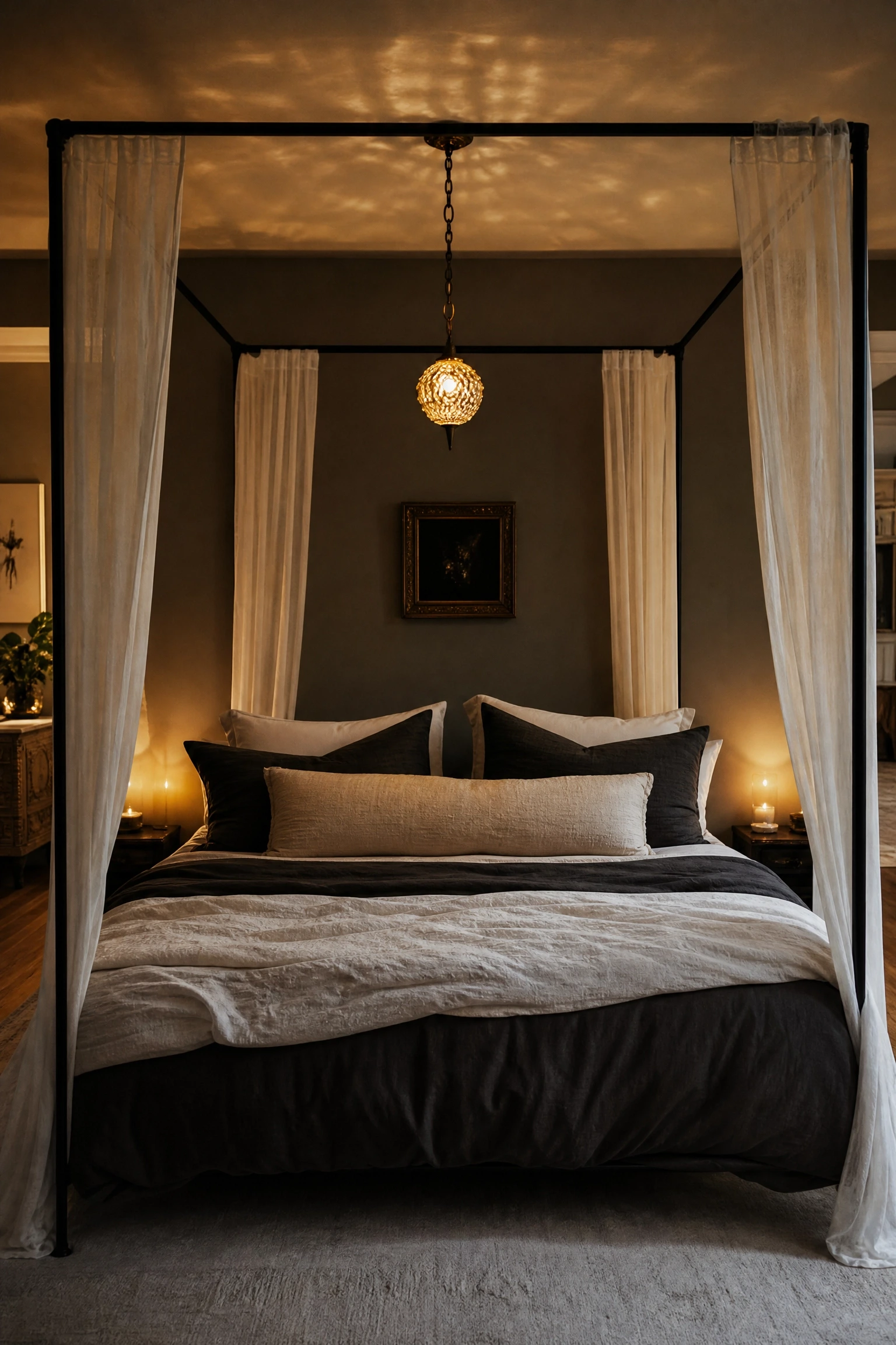 the canopy bed dream: make it work without overwhelming the room in a bedroom