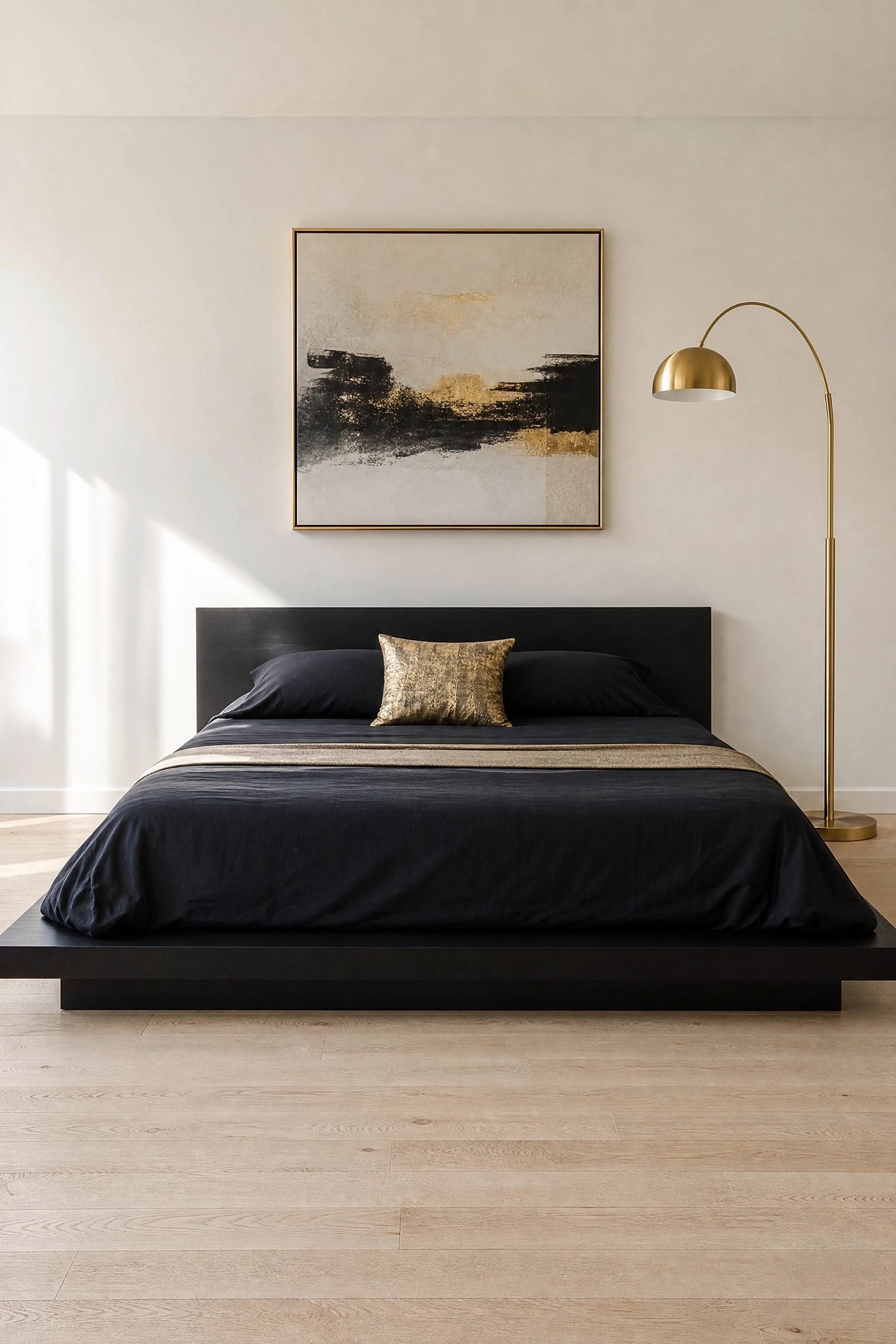 you want glam but not a vegas suite: try japandi-influenced restraint in a bedroom
