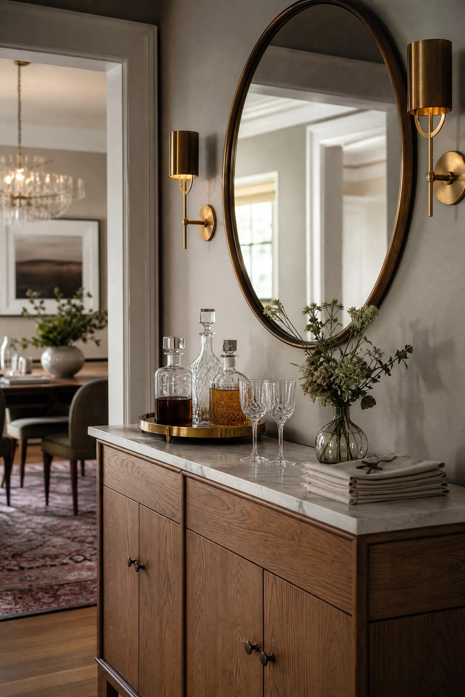 a dedicated bar or drinks area within the dining room