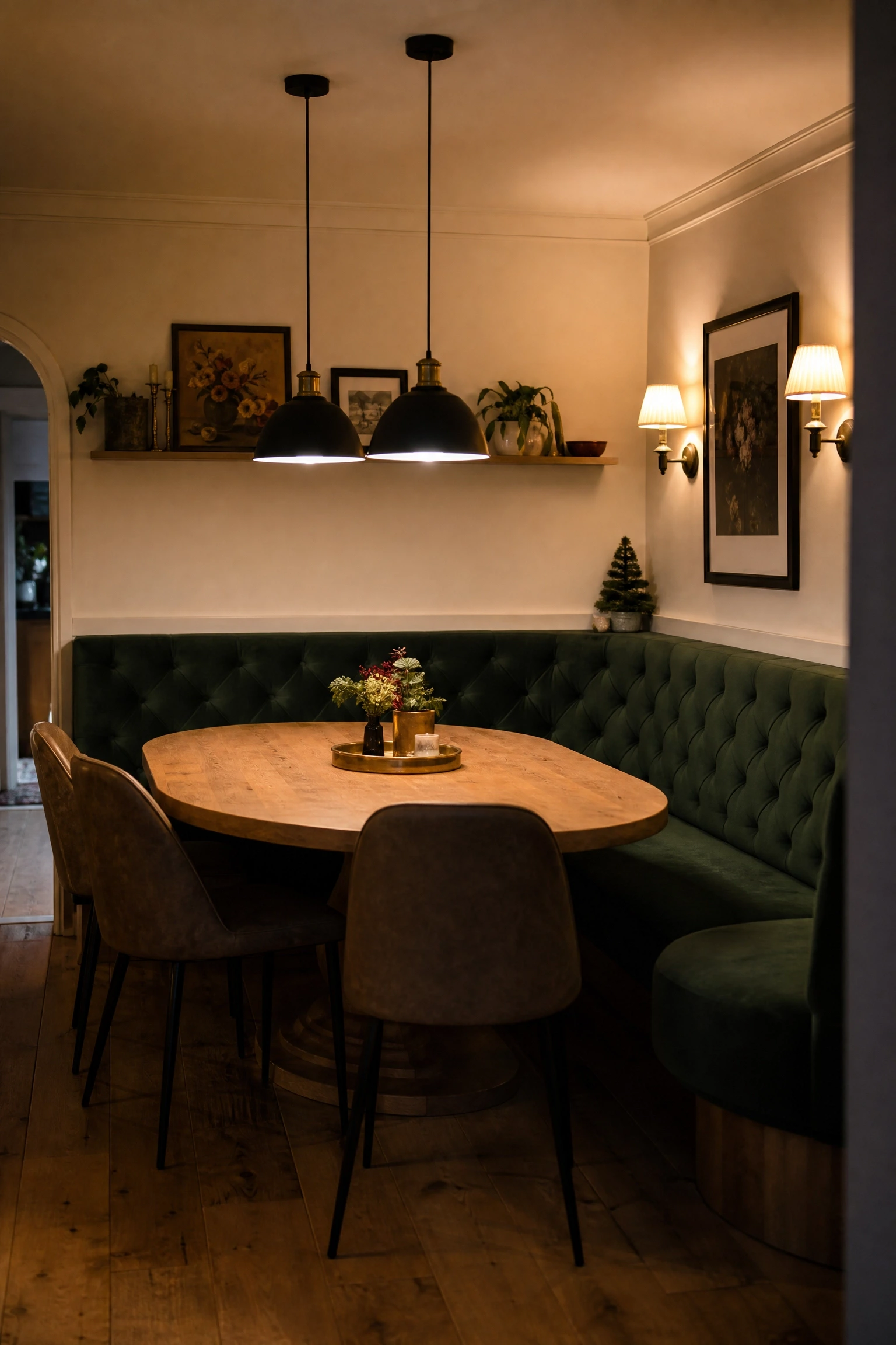 banquette seating for a restaurant-style dining nook in a dining room