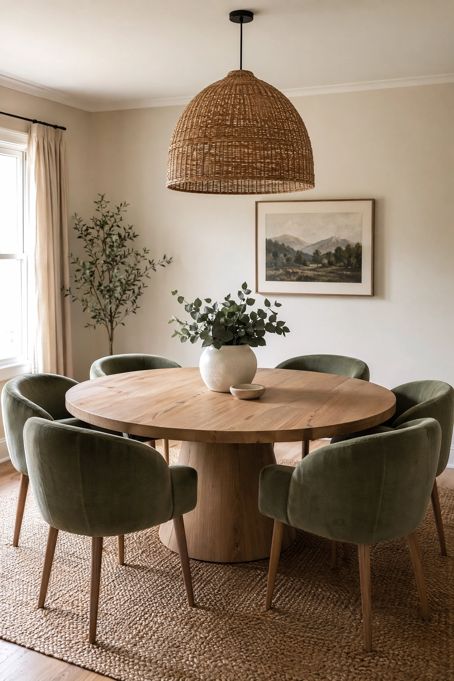 rounded furniture for a softer contemporary feel in a dining room