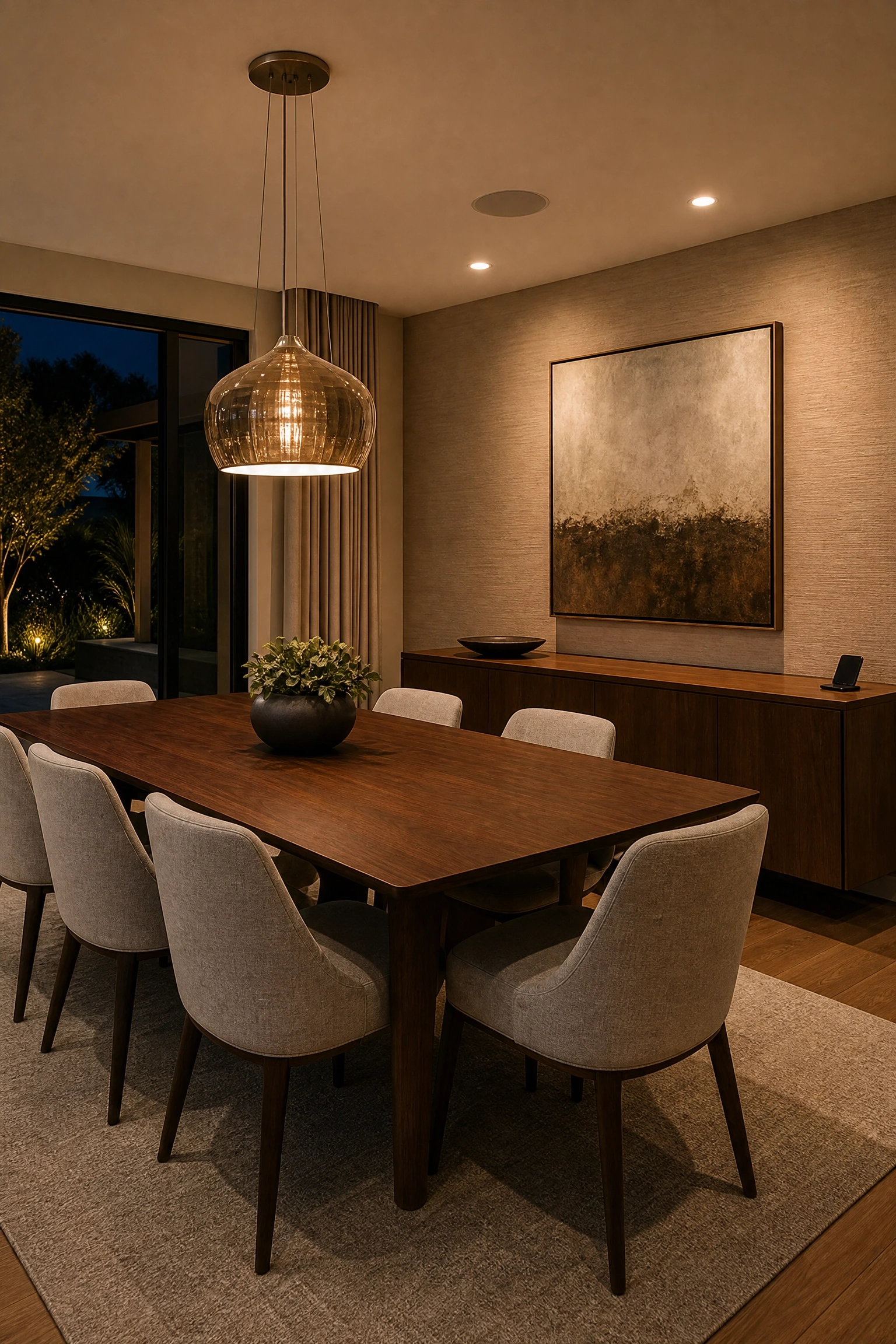 smart dining: technology woven into the design in a dining room
