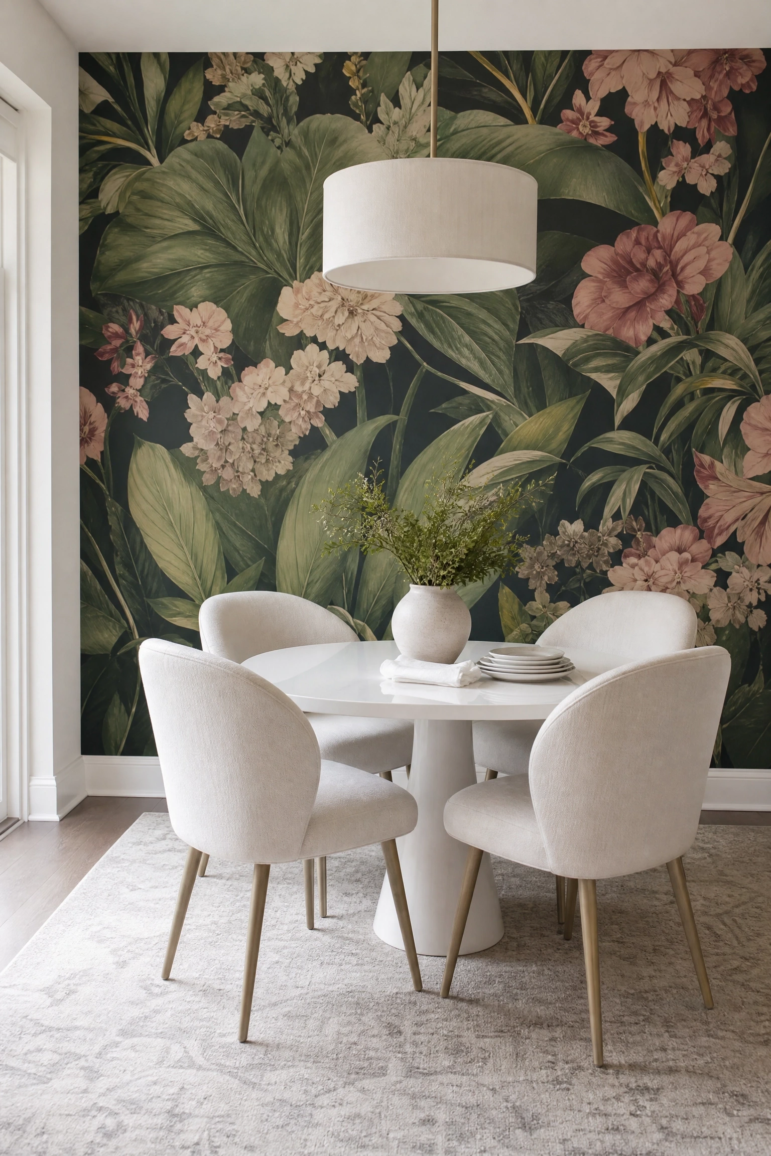 wallpaper as the star of the room in a dining room