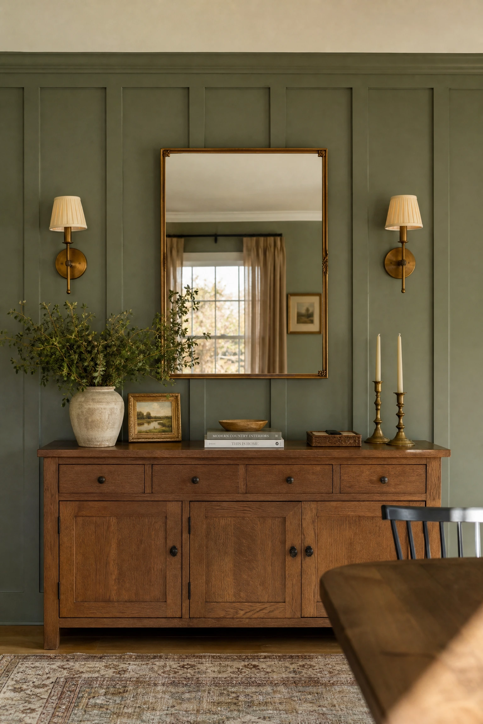 architectural details are coming back into the room in a dining room