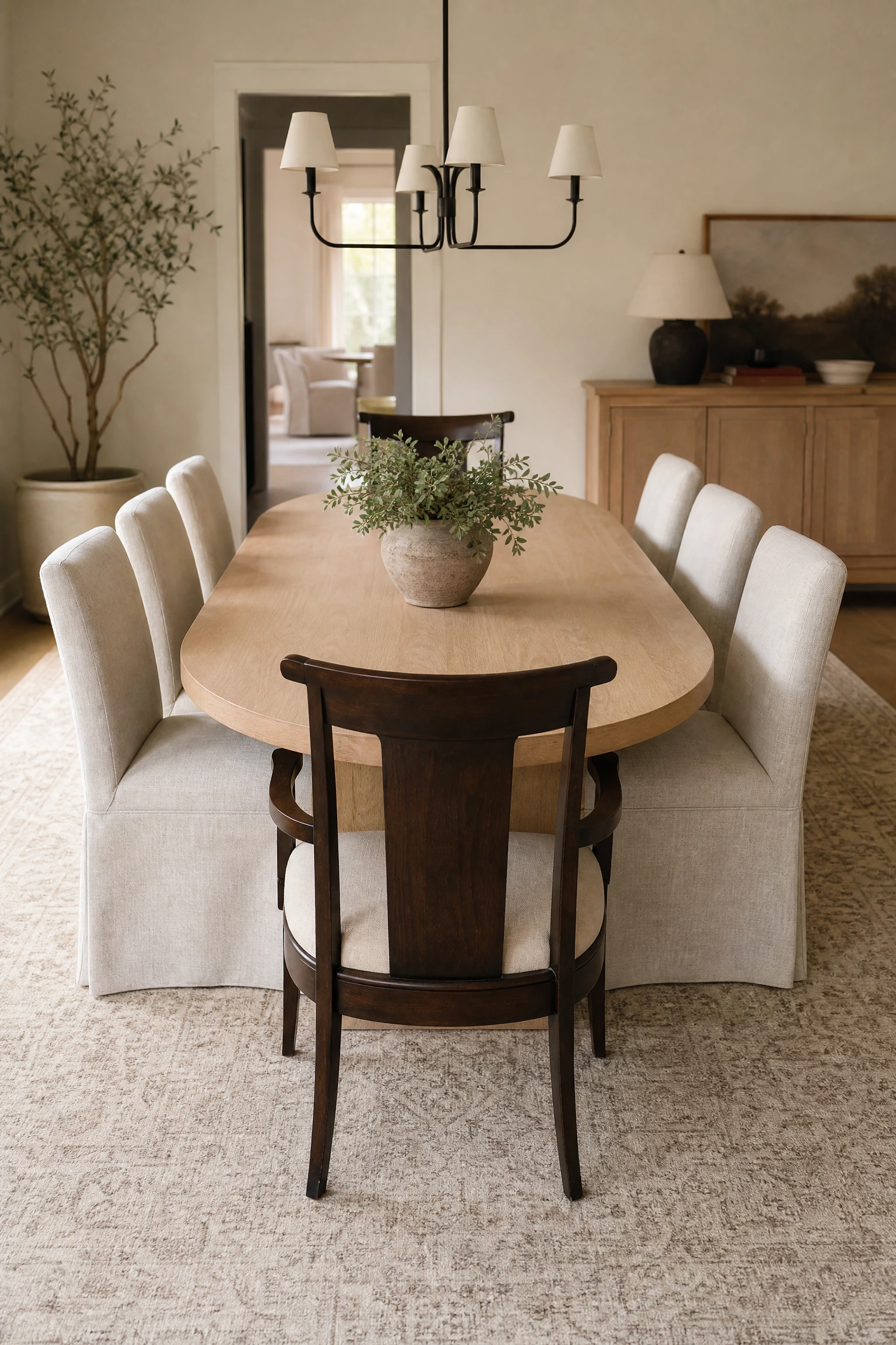 mixing chair styles has become the default, not the exception in a dining room