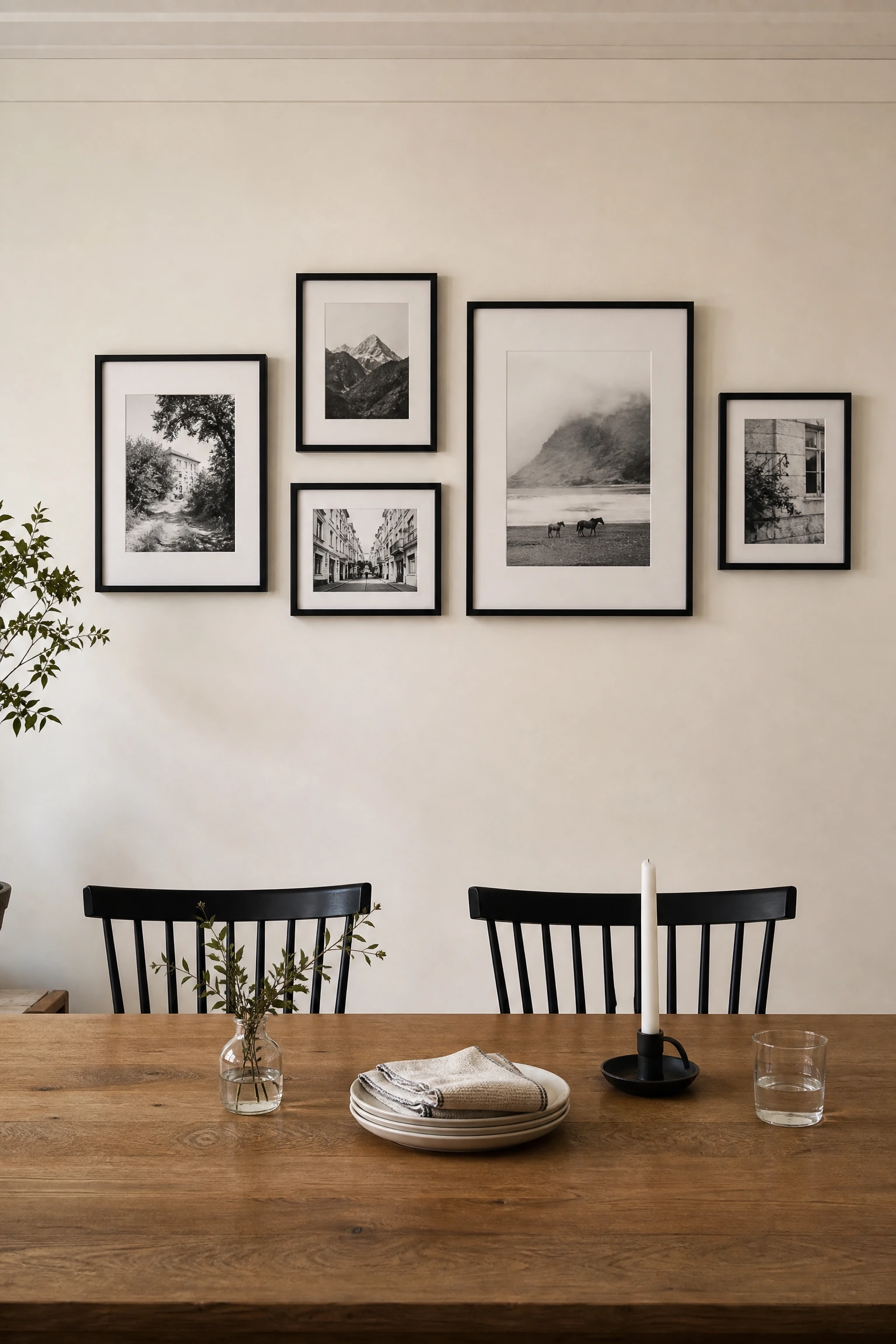the gallery wall has moved into the dining room