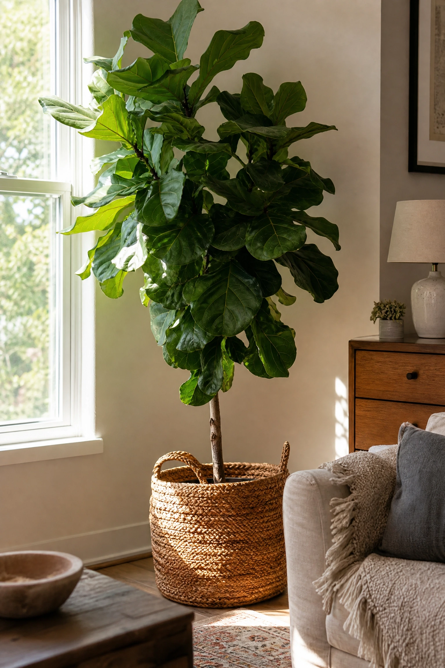 add live plants for real texture and air in a living room