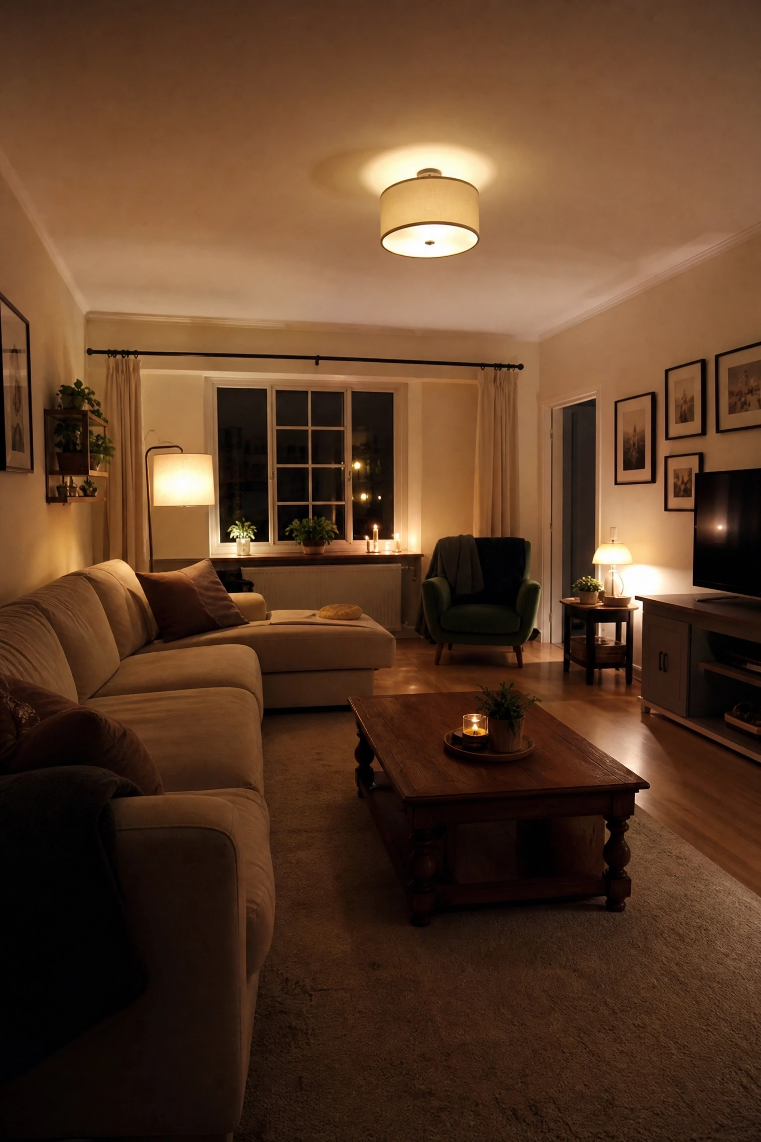 layer three types of lighting in a living room