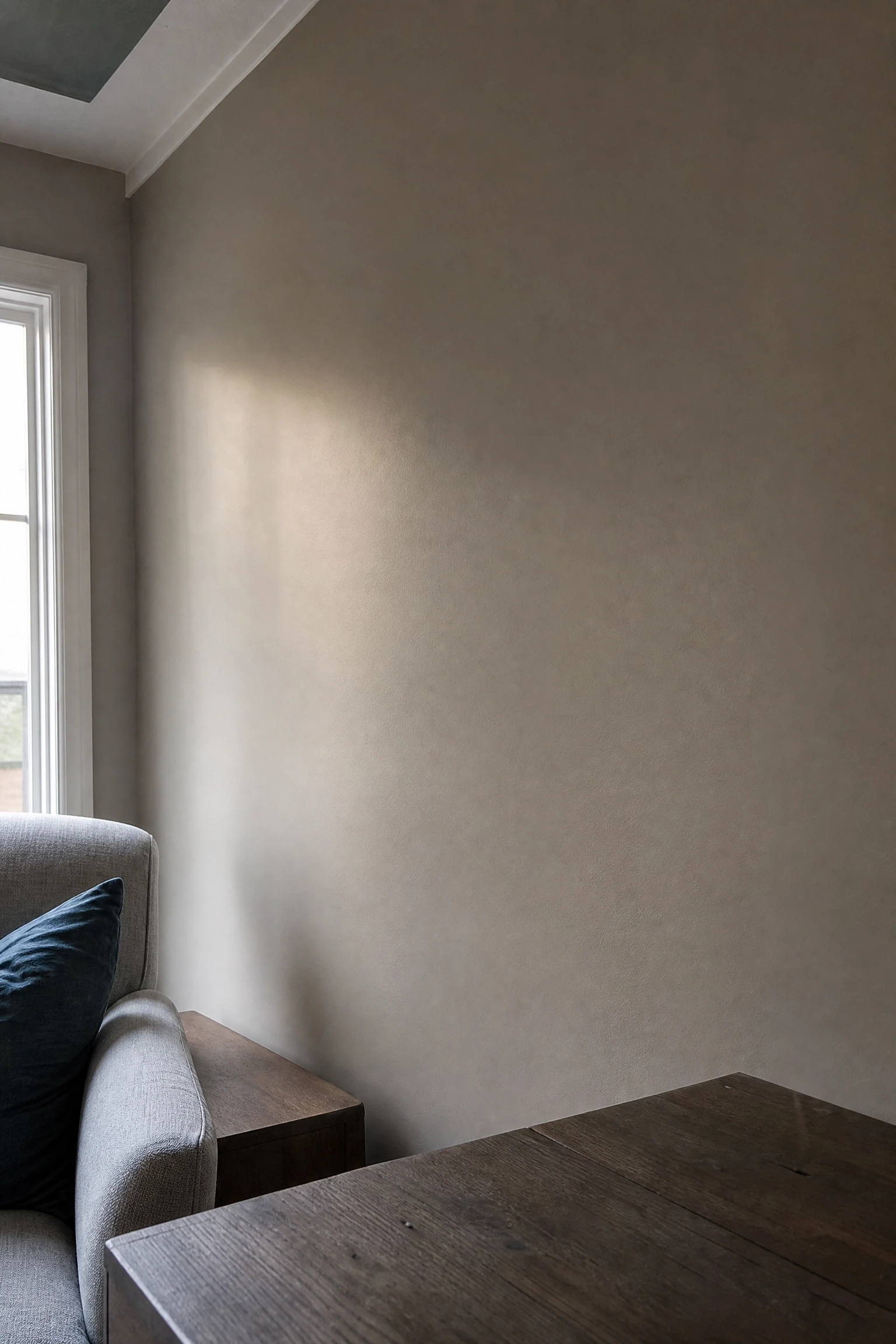 test paint colors in the room at different times of day in a living room