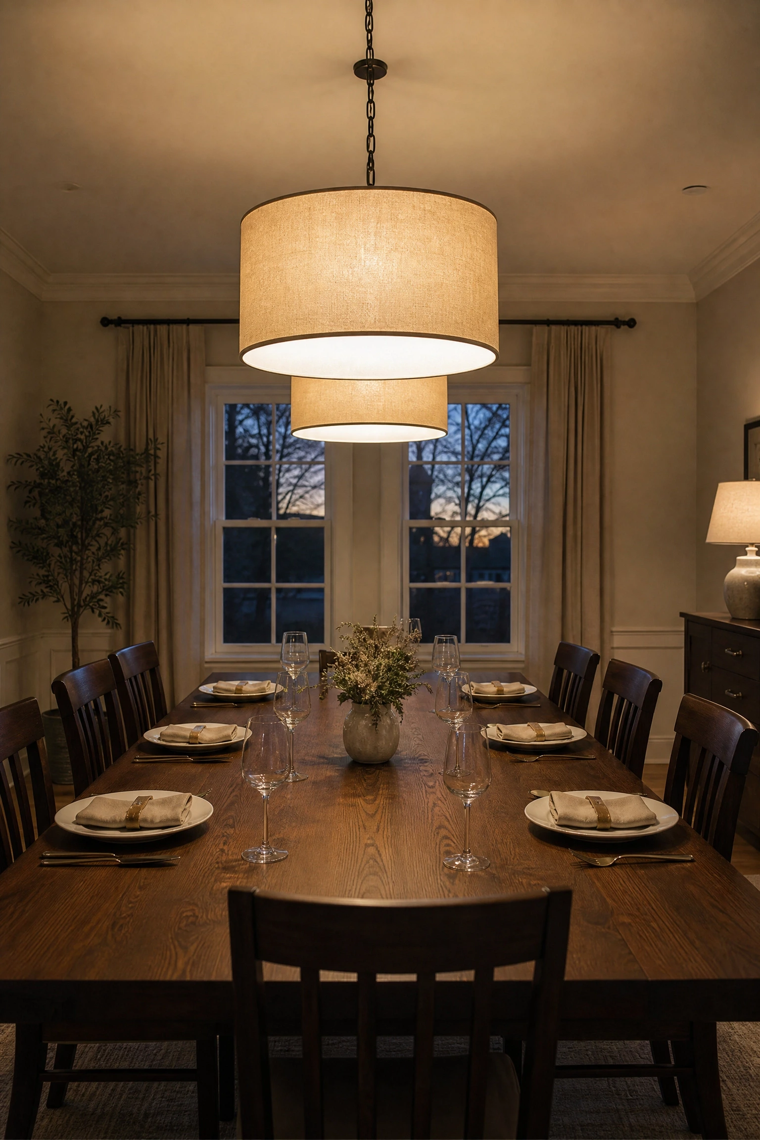 linear vs. single pendant: quick comparison in a dining room