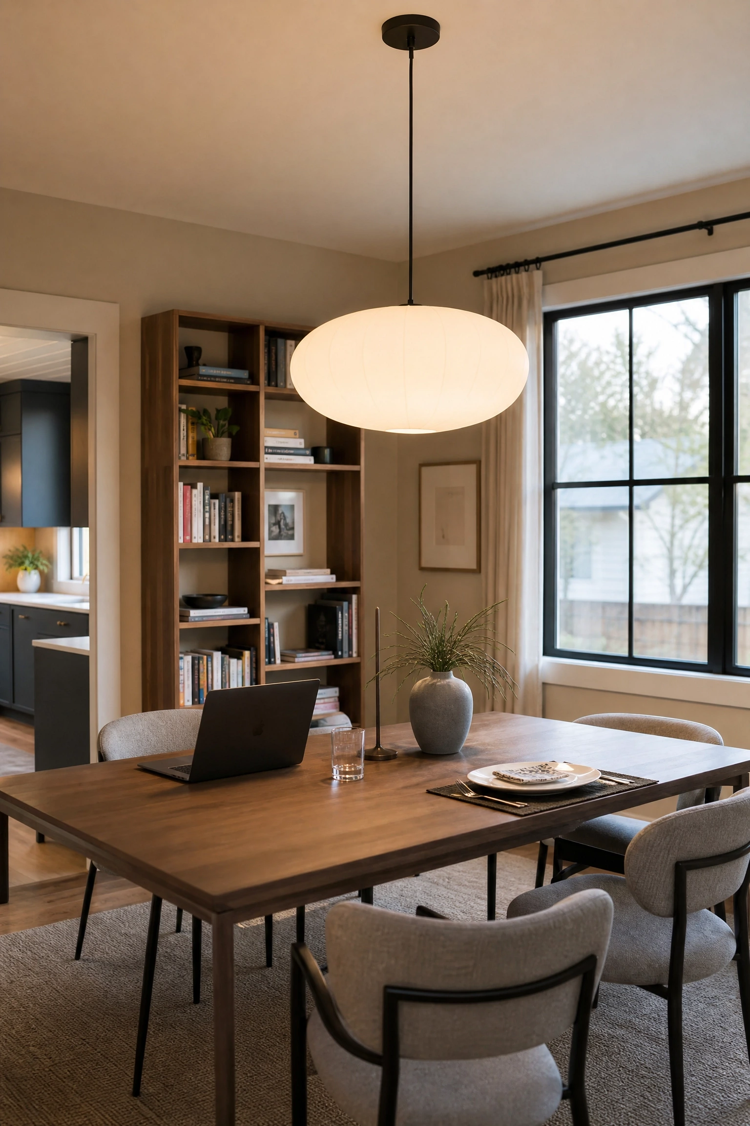 the dining room that doubles as a home office or homework space