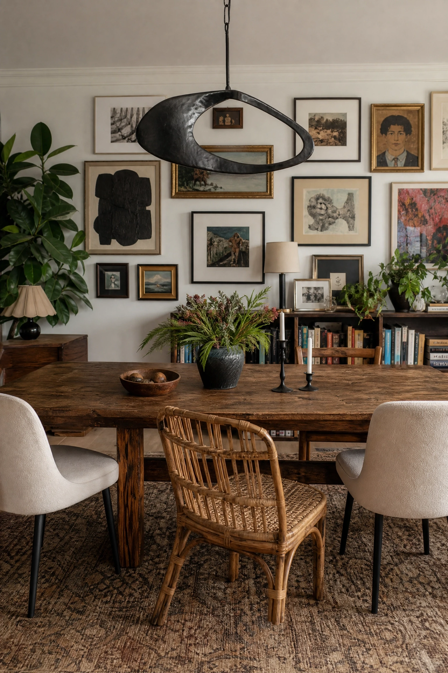the eclectic home where matching is not the goal in a dining room