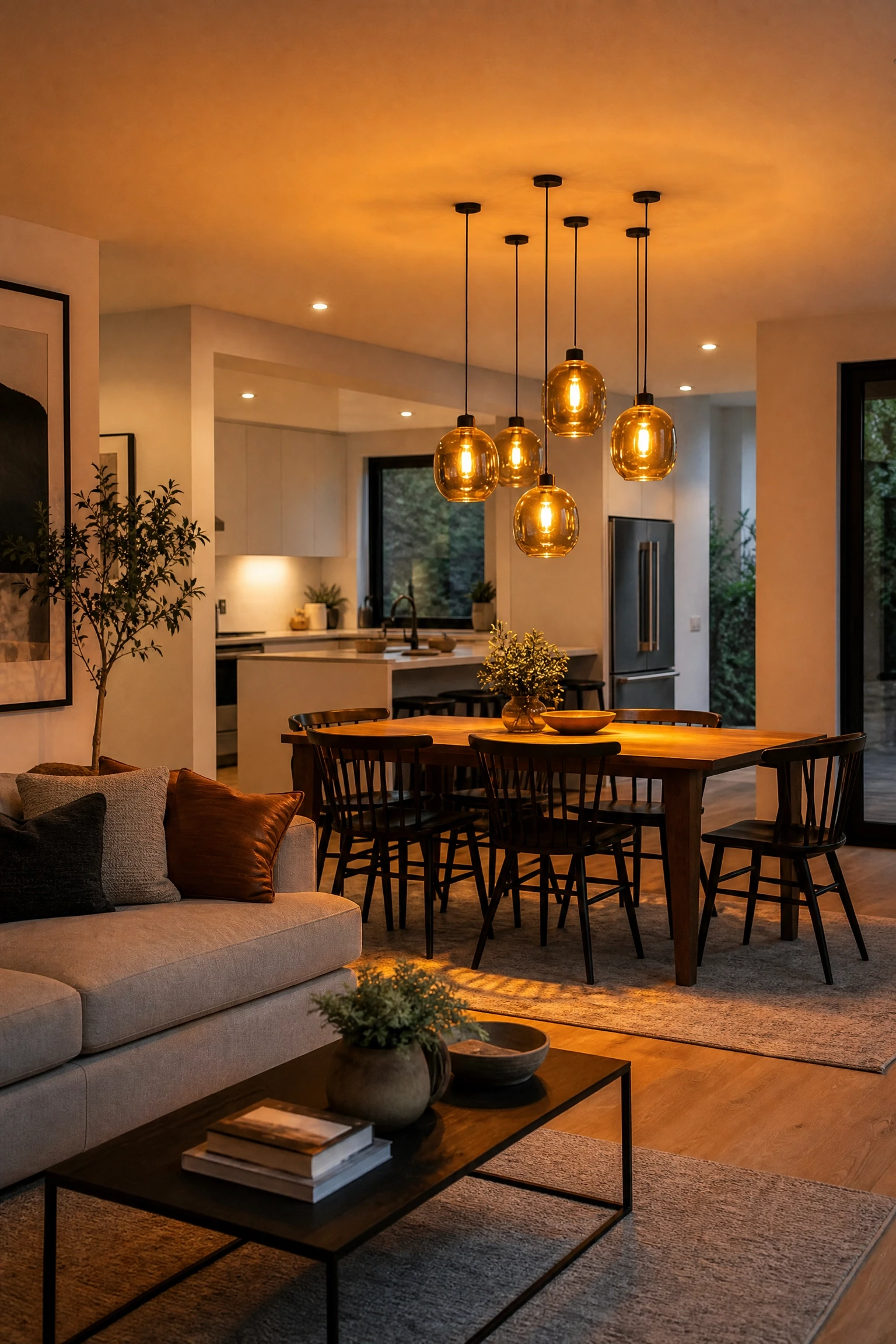 the open-plan space where the dining area needs its own identity in a dining room