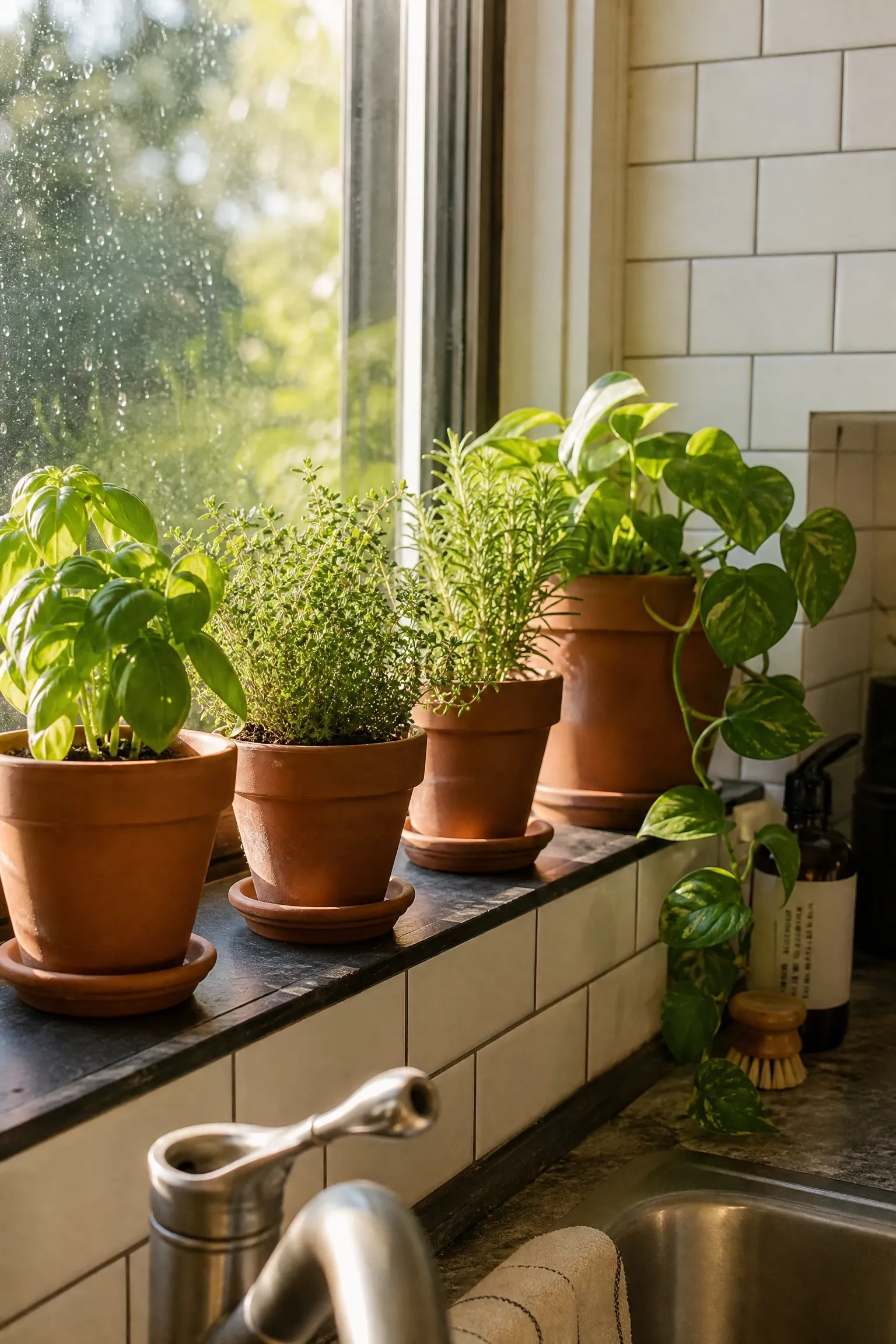 a kitchen windowsill that actually earns its keep