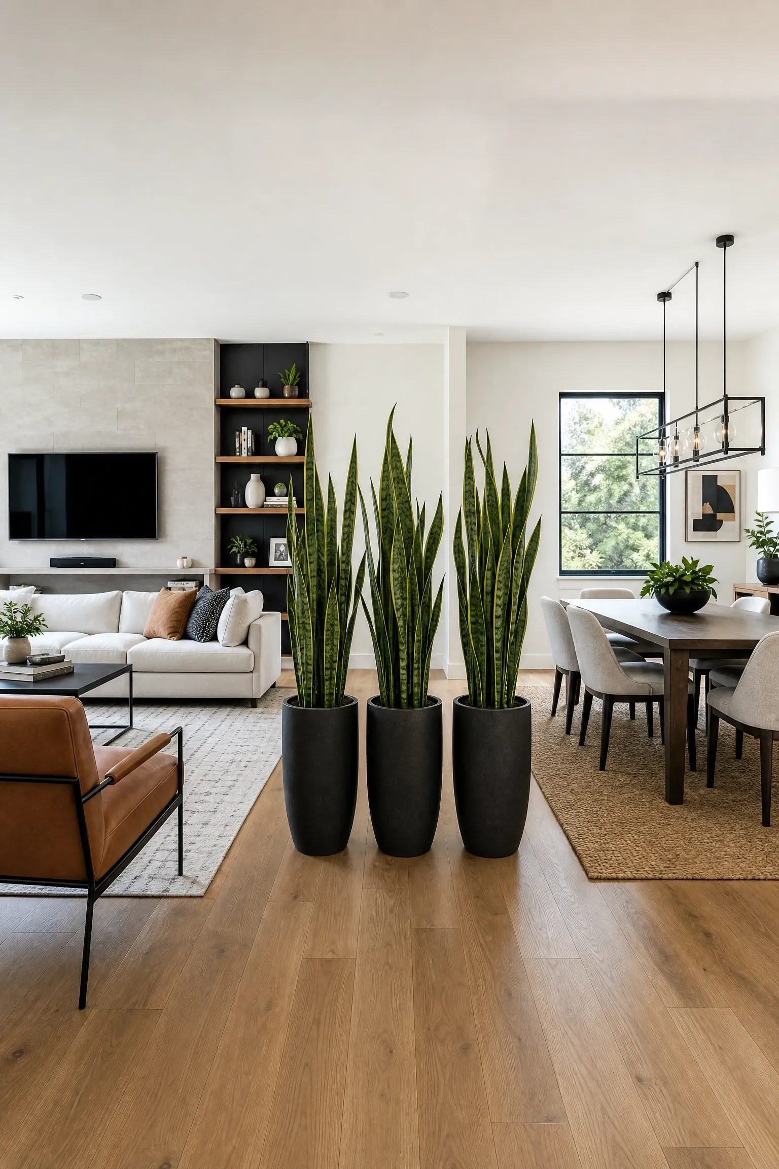 plants as a room divider in open floor plans